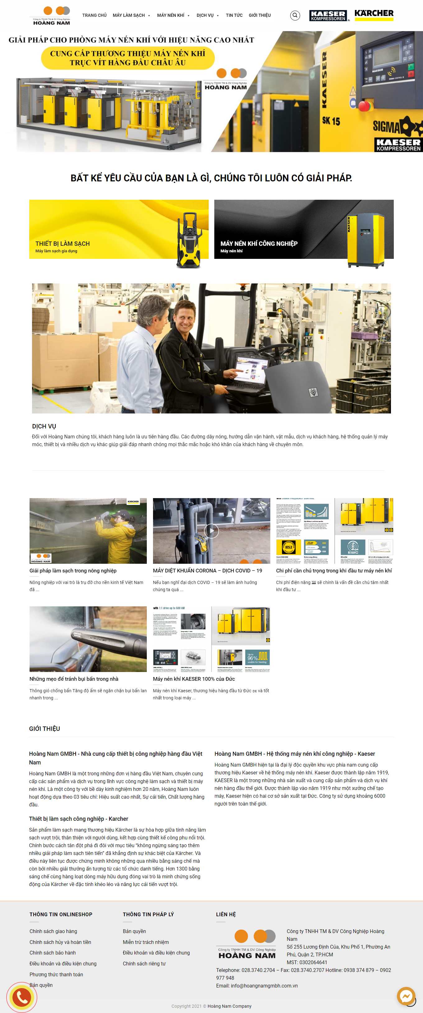 Thiết kế Web dịch vụ vệ sinh công nghiệp hoangnamgmbh.com.vn