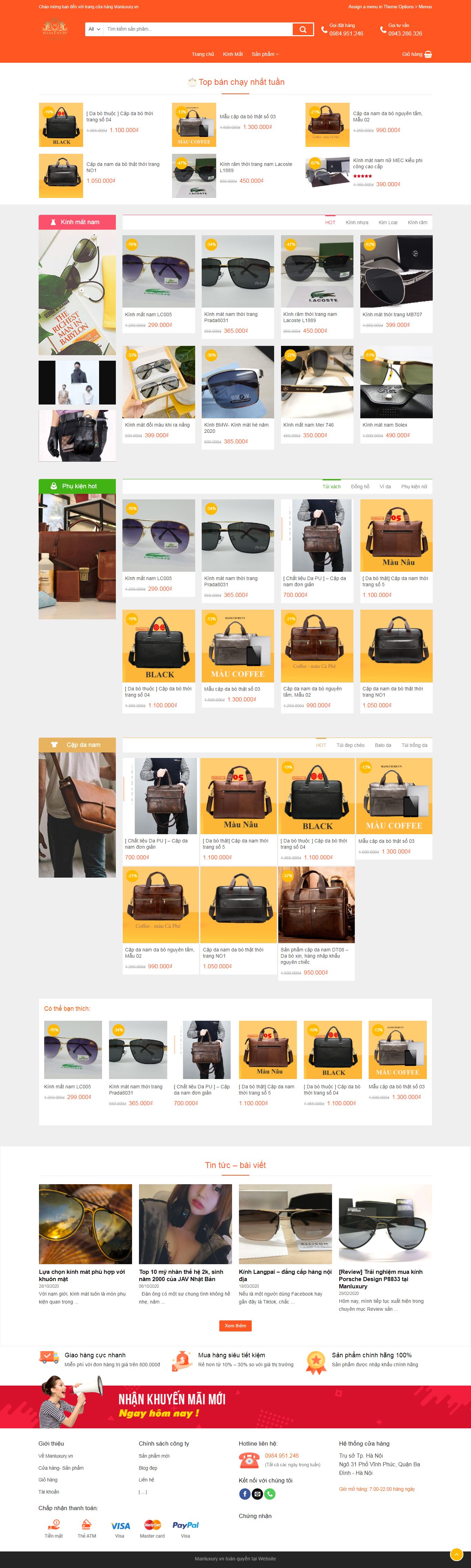 Thiết kế Web kính mắt manluxury.vn