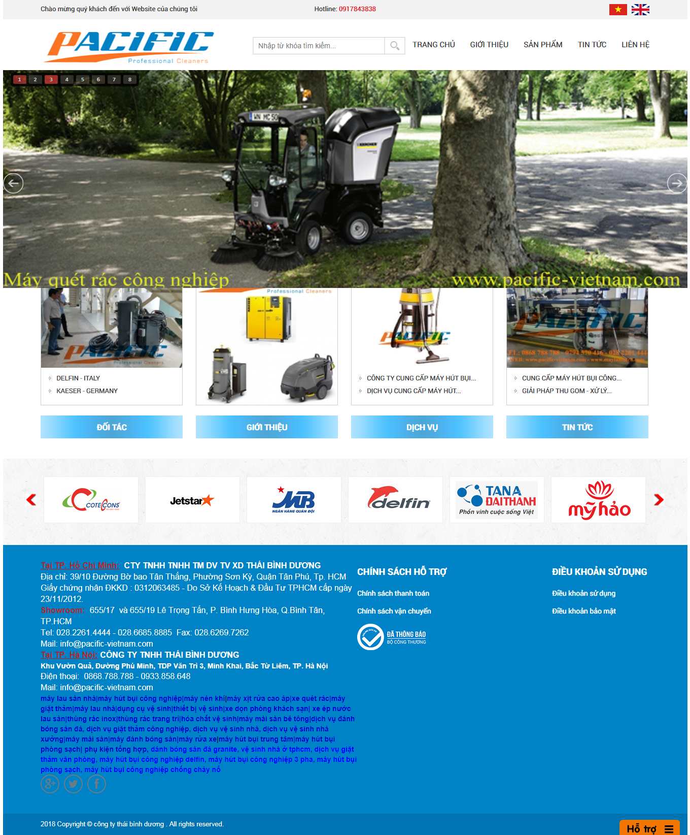 Thiết kế Web dịch vụ vệ sinh công nghiệp pacific-vietnam.com
