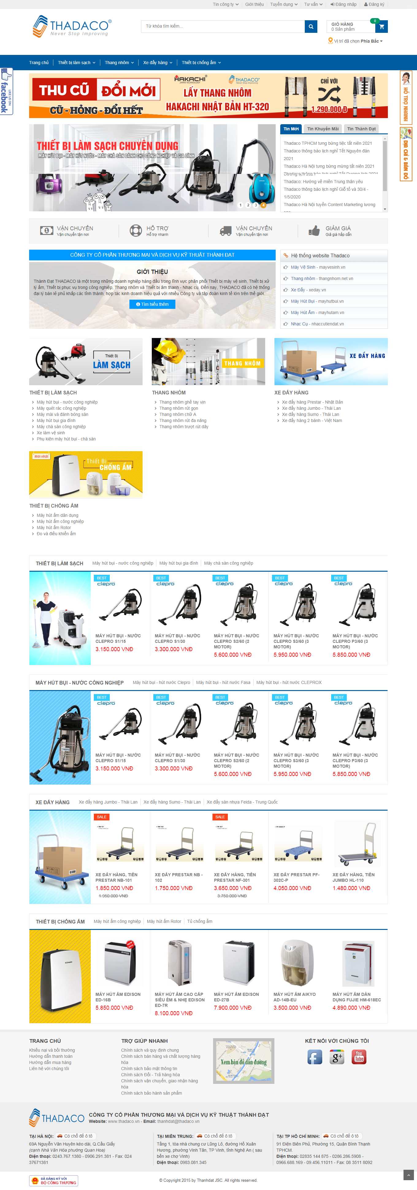 Thiết kế Web dịch vụ vệ sinh công nghiệp thadaco.vn