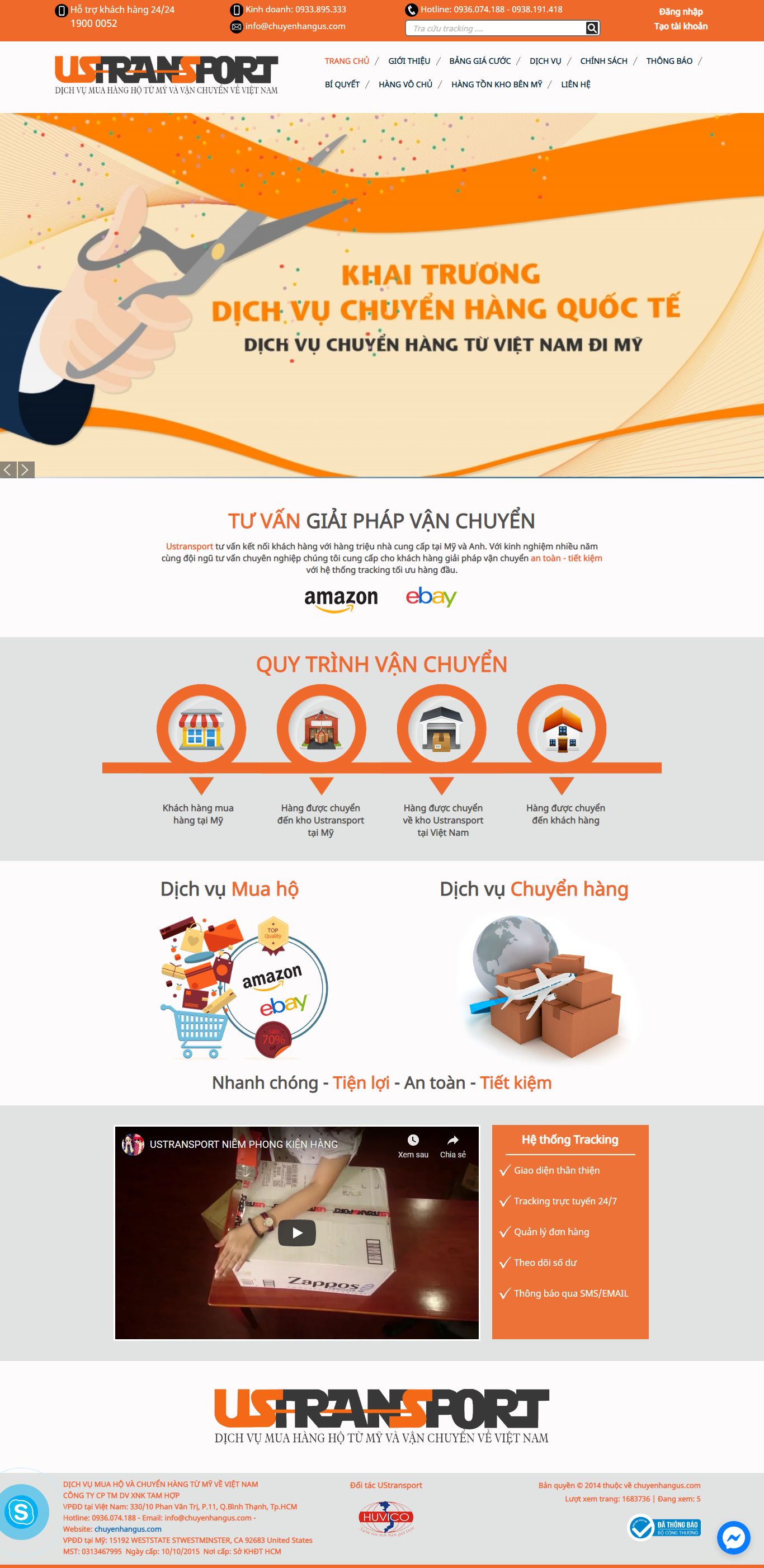 Thiết kế Web order hàng hóa chuyenhangus.com