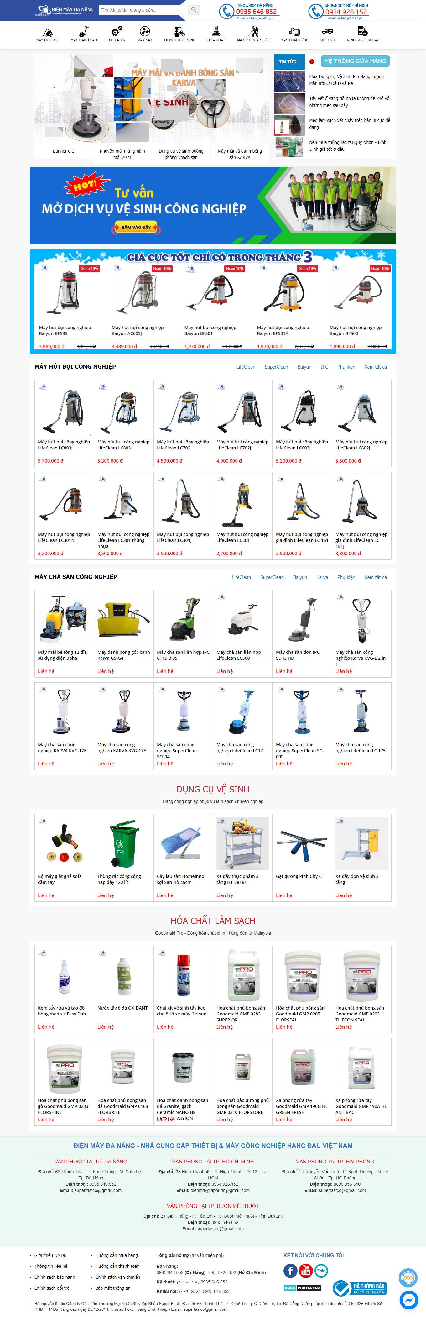 Thiết kế Web dịch vụ vệ sinh công nghiệp dienmaydanang.com.vn