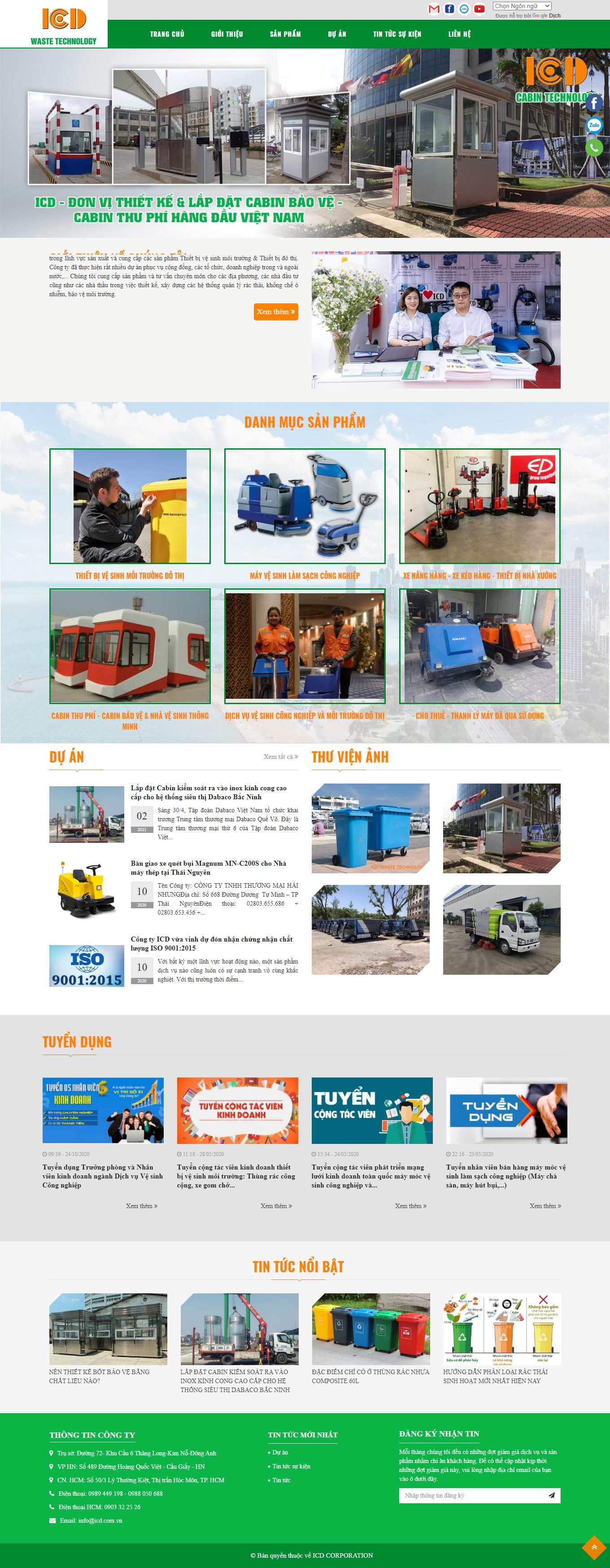 Thiết kế Web dịch vụ vệ sinh công nghiệp icd.com.vn