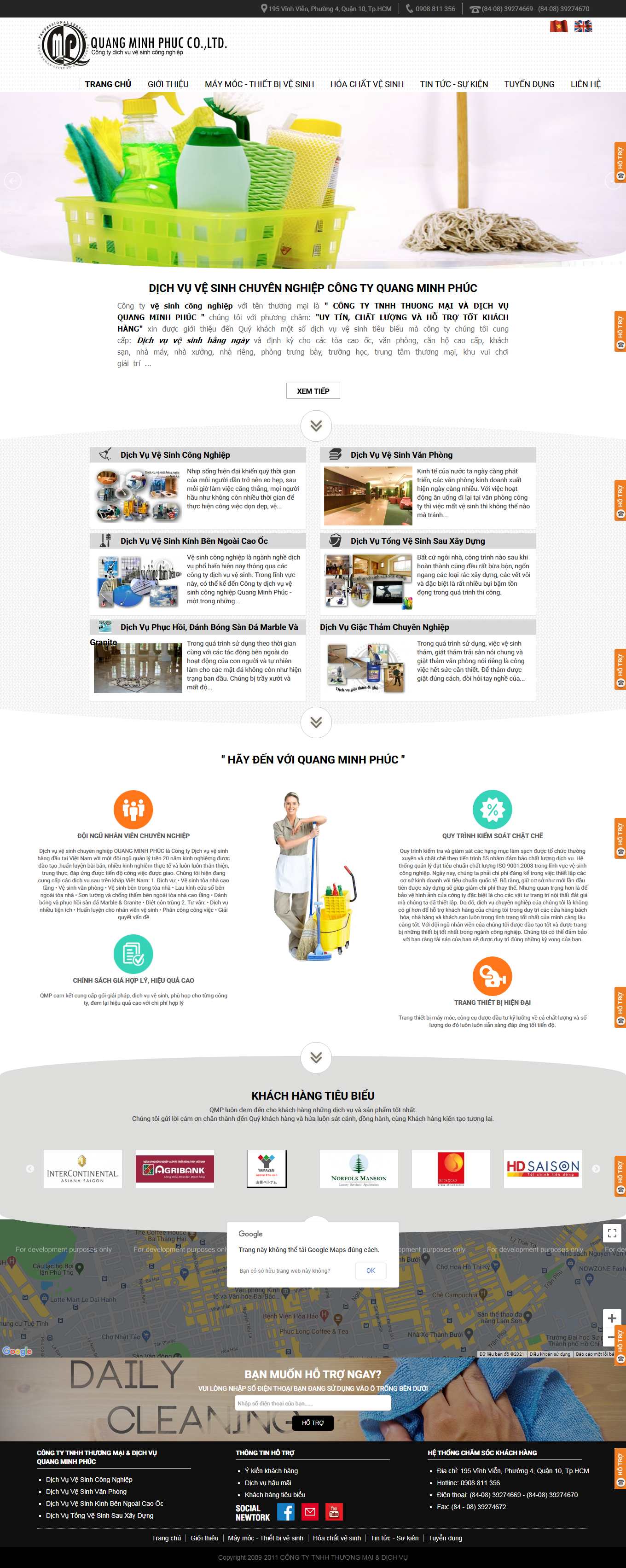 Thiết kế Web dịch vụ vệ sinh công nghiệp qmppro.com