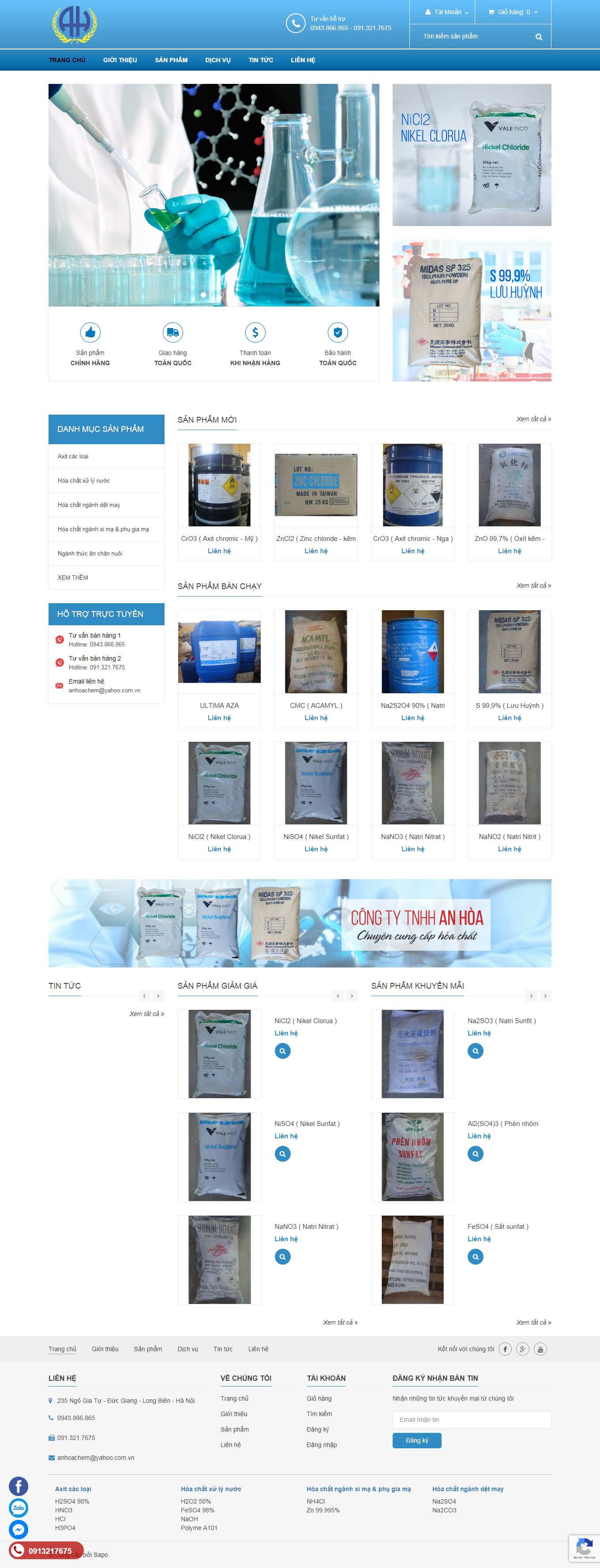 Thiết kế Web hóa chất công nghiệp anhoachem.com.vn