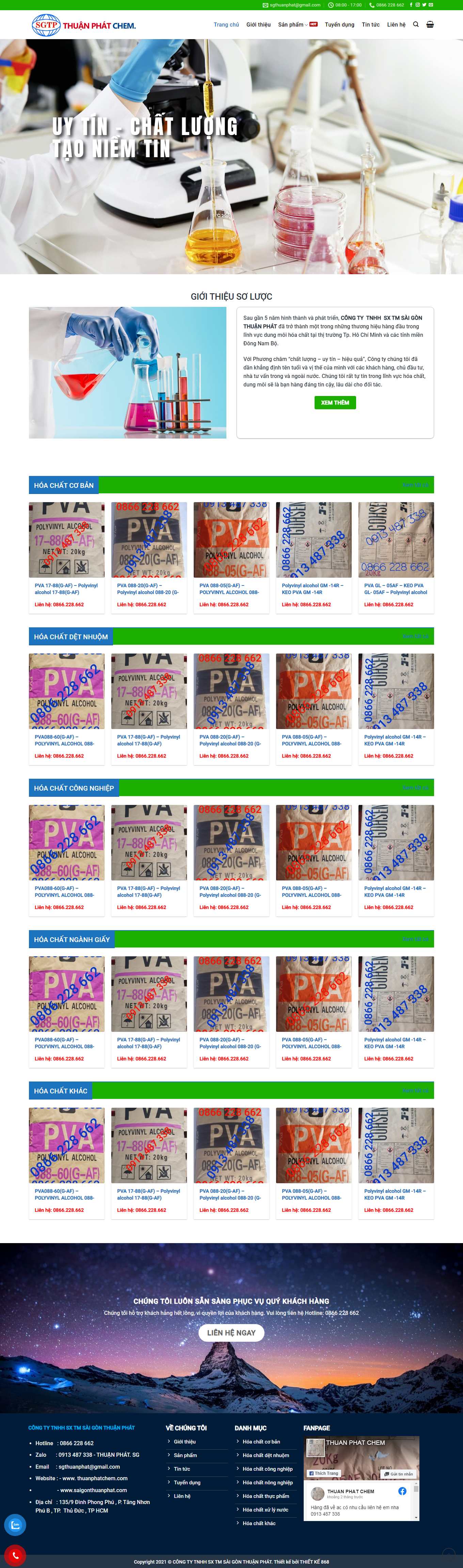 Thiết kế Web hóa chất công nghiệp thuanphatchem.com