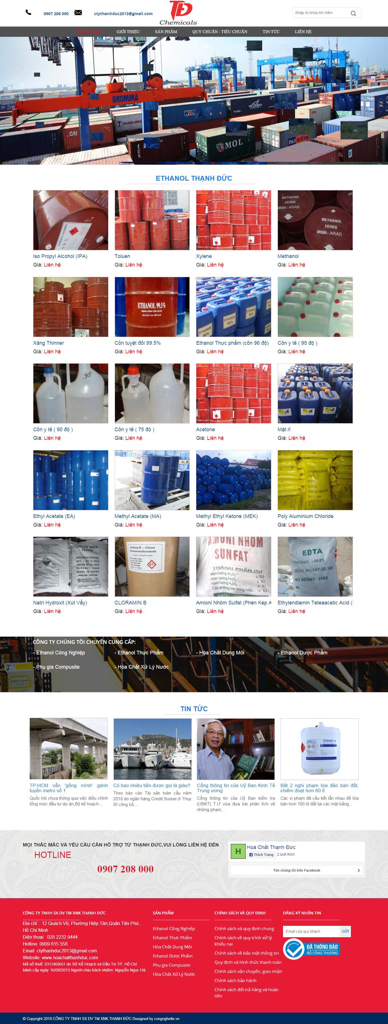 Thiết kế Web hóa chất công nghiệp hoachatthanhduc.com