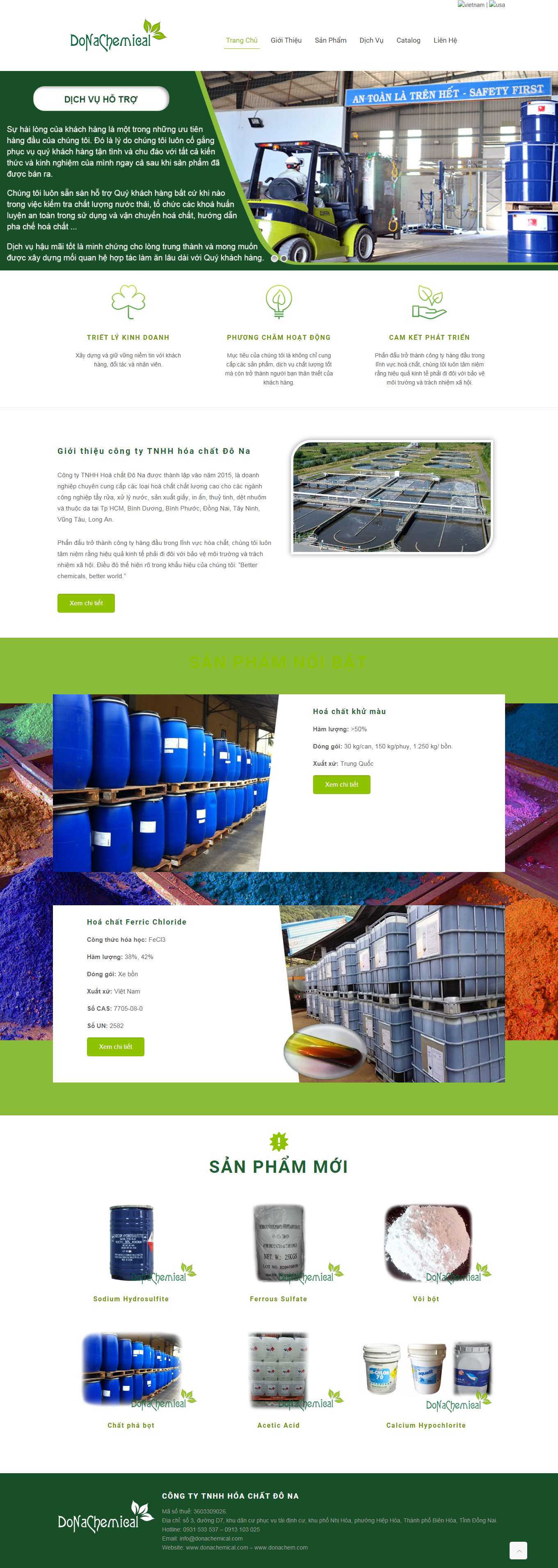 Thiết kế Web hóa chất công nghiệp donachem.com