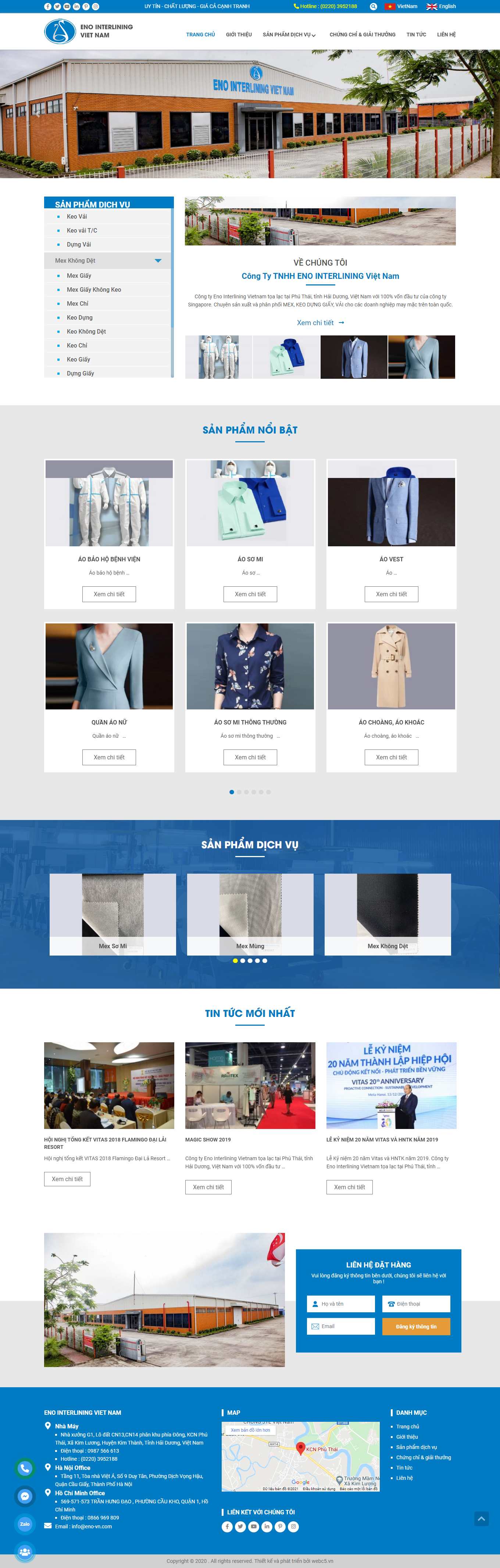 Thiết kế Web may mặc eno-vn.com