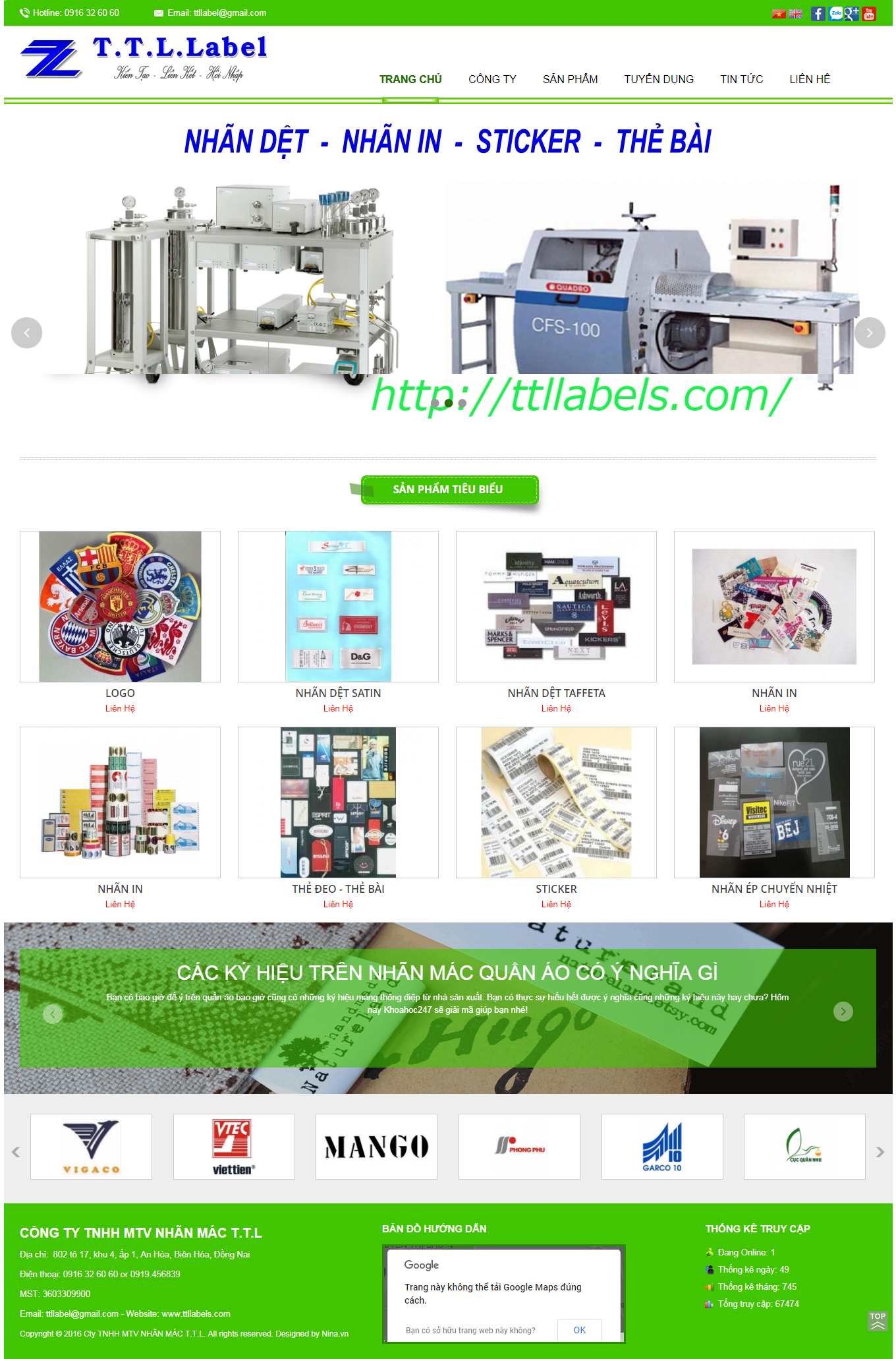 Thiết kế Web may mặc ttllabels.com