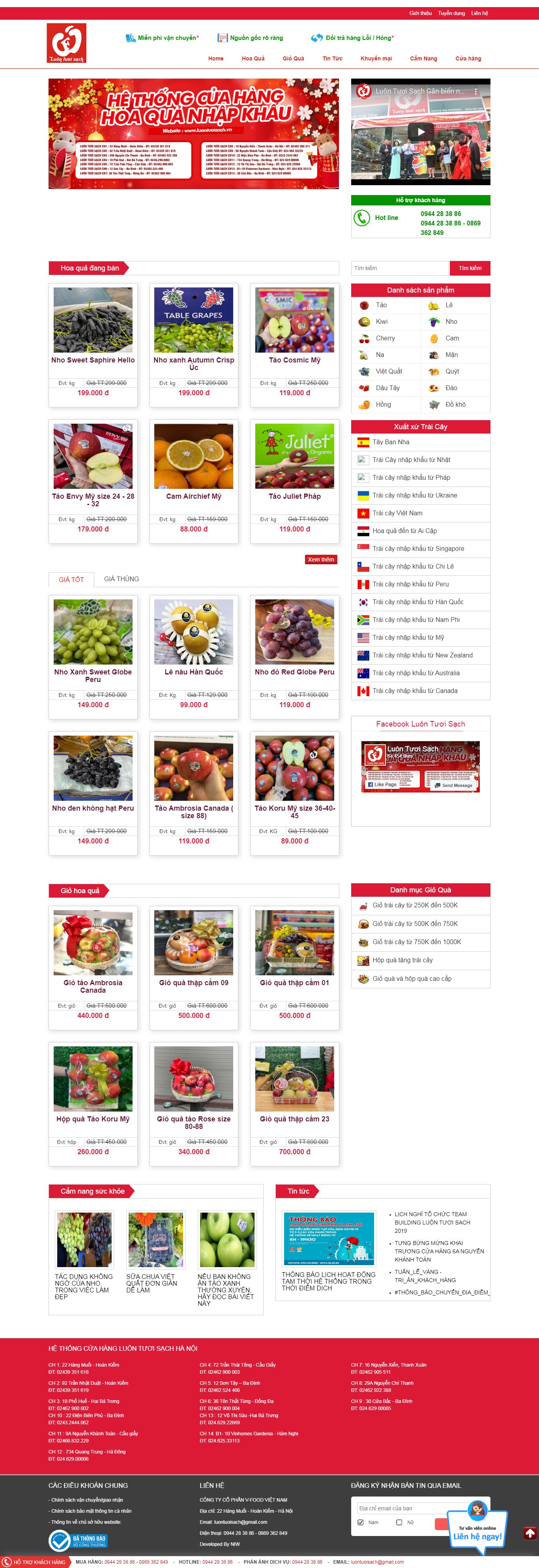 Thiết kế Web cửa hàng luontuoisach.vn
