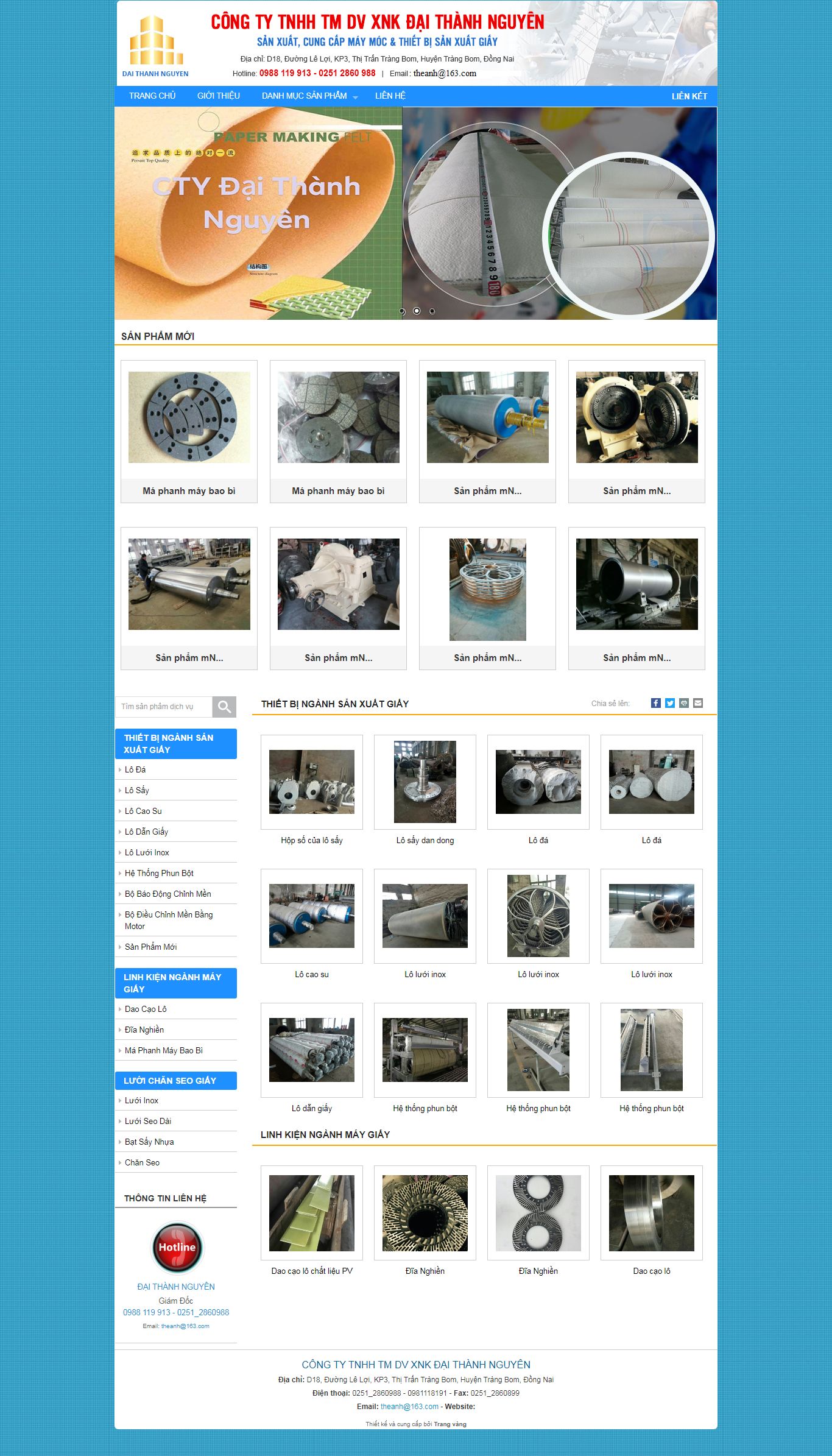 Thiết kế Web nhà máy thietbimaygiay.bizz.vn