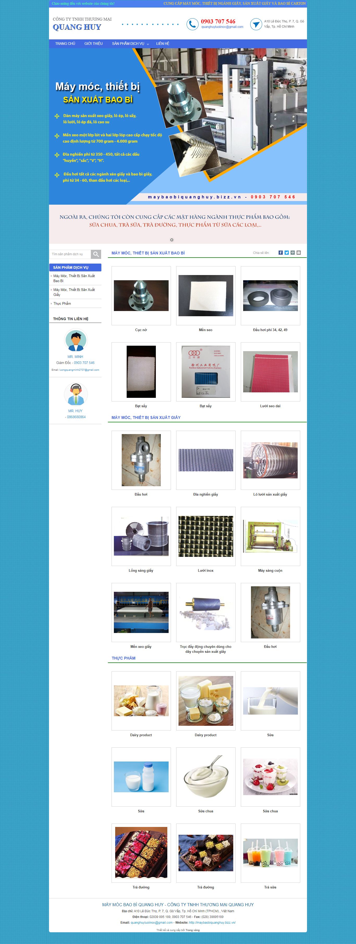 Thiết kế Web nhà máy maybaobiquanghuy.bizz.vn
