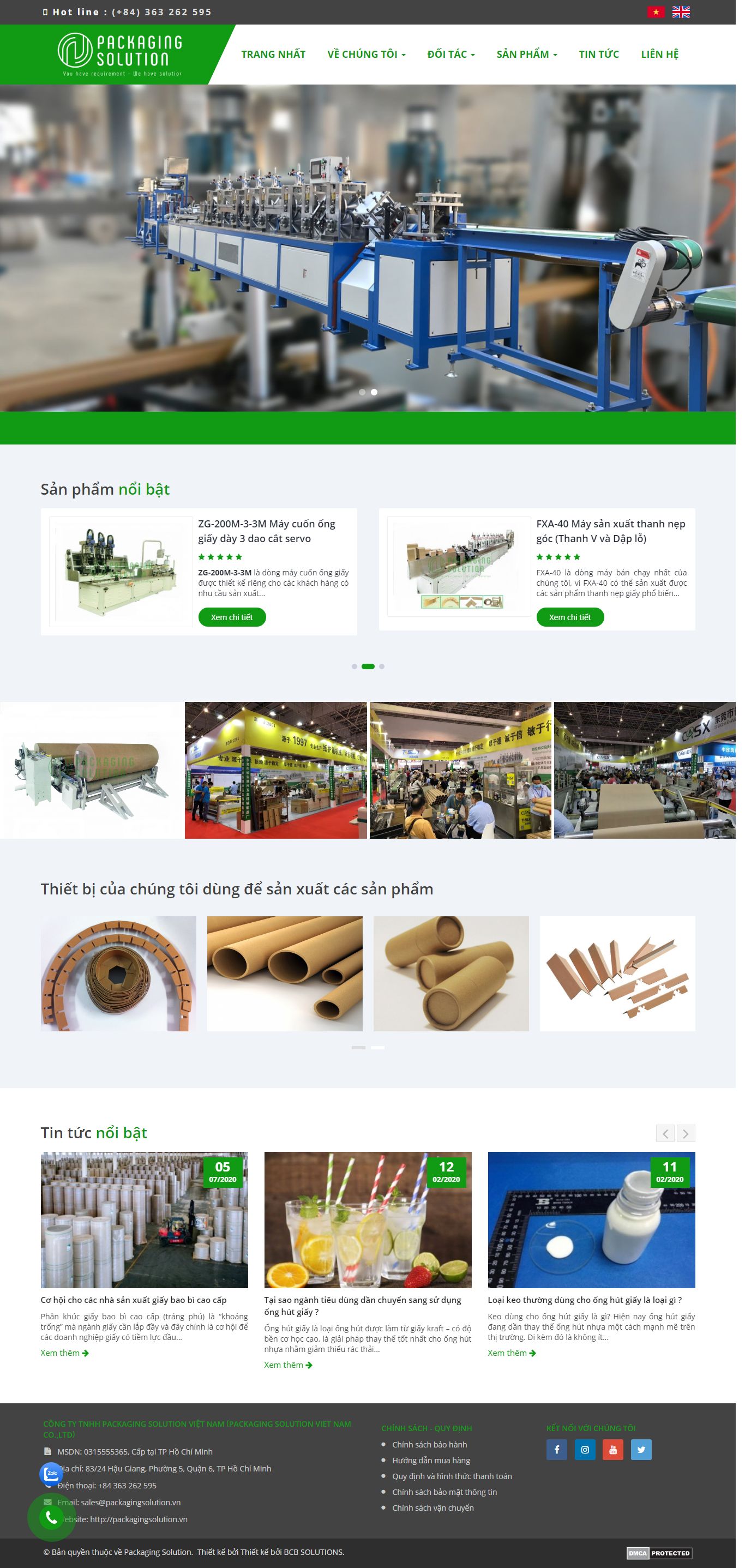 Thiết kế Web nhà máy packagingsolution.vn