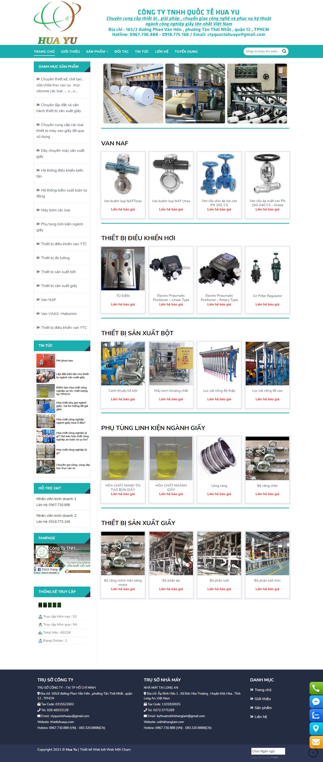 Thiết kế Web nhà máy thietbihuayu.com