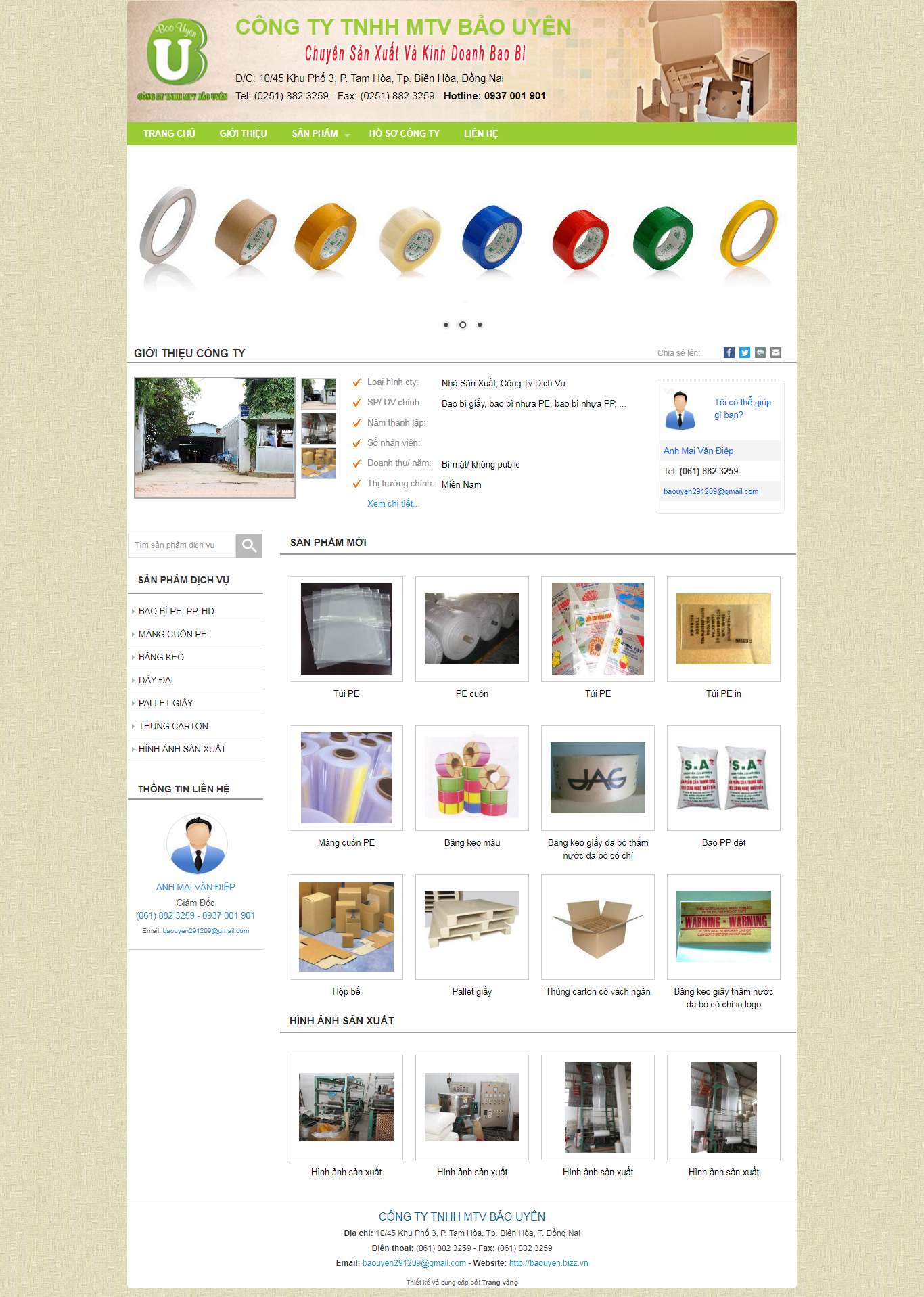 Thiết kế Web bao bì baobibaouyen.com.vn