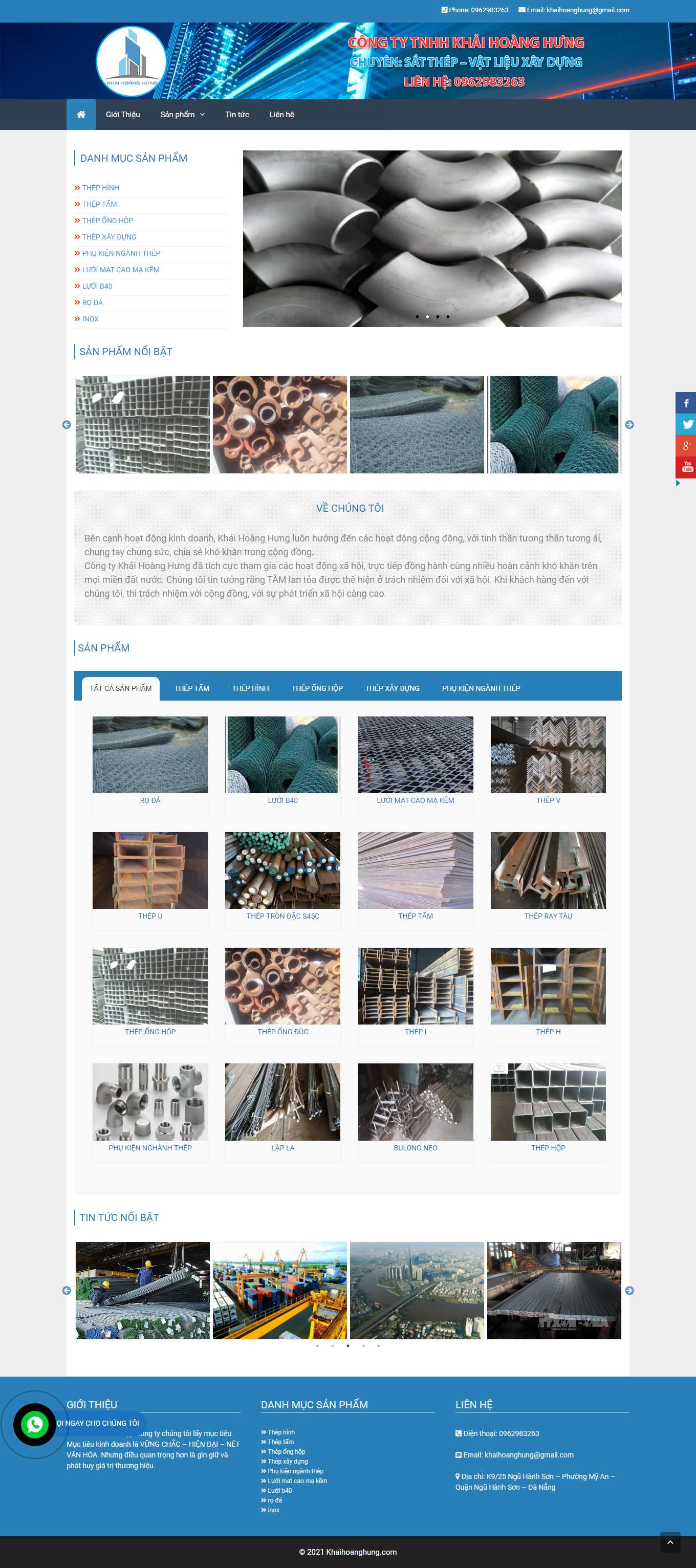 Thiết kế Web thép khaihoanghung.com