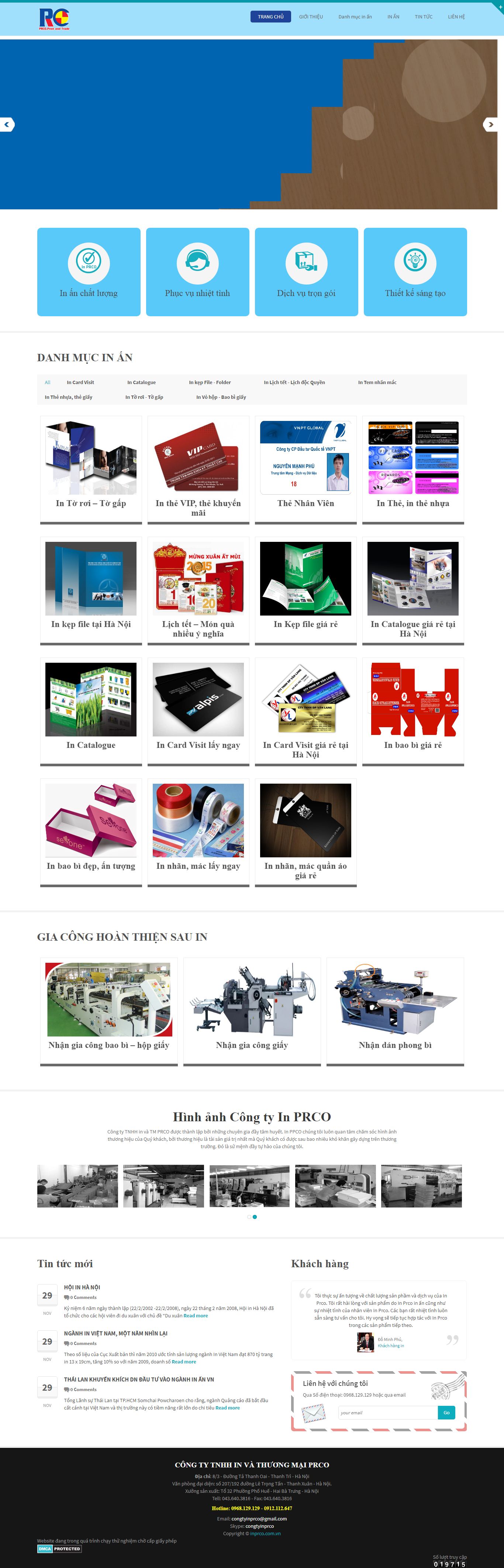 Thiết kế Web công ty in ấn inprco.com.vn