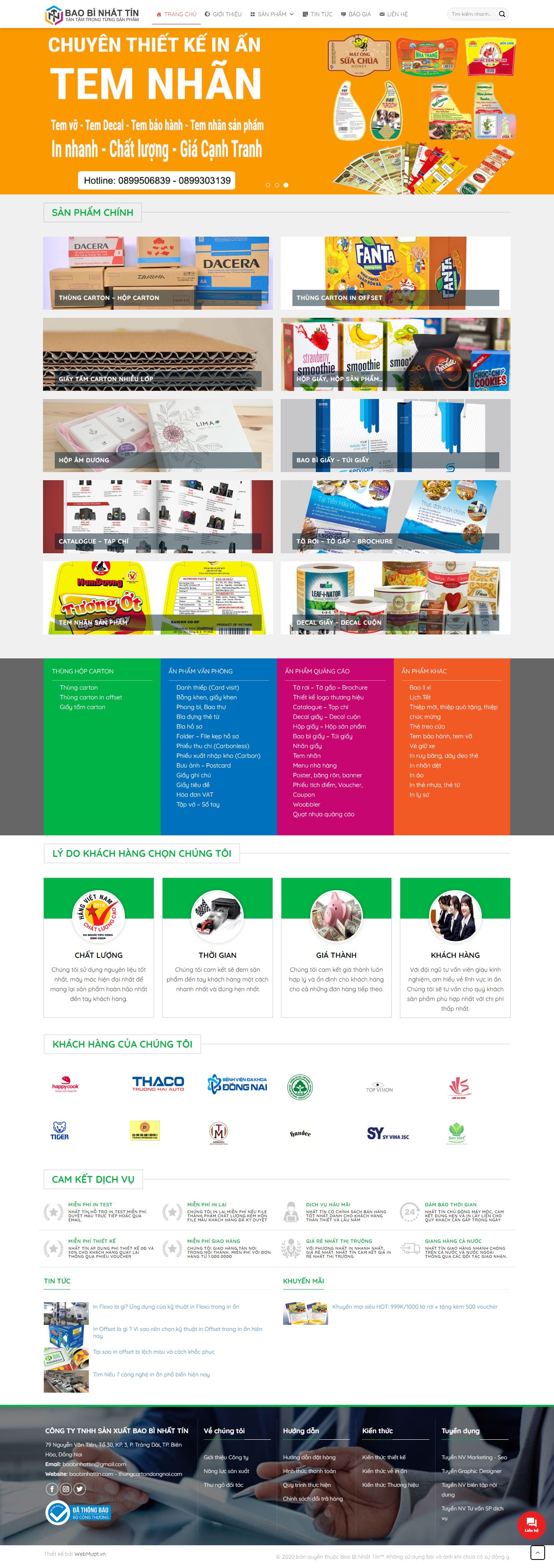 Thiết kế Web công ty in ấn baobinhattin.com