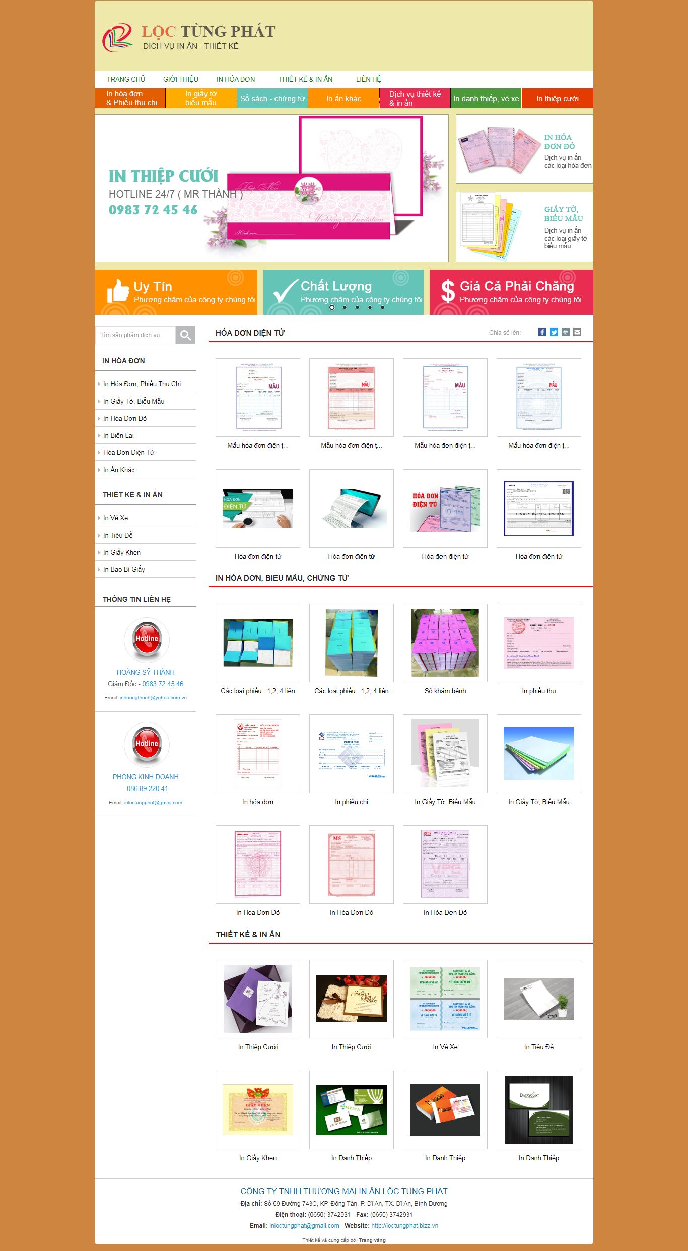 Thiết kế Web công ty in ấn loctungphat.bizz.vn