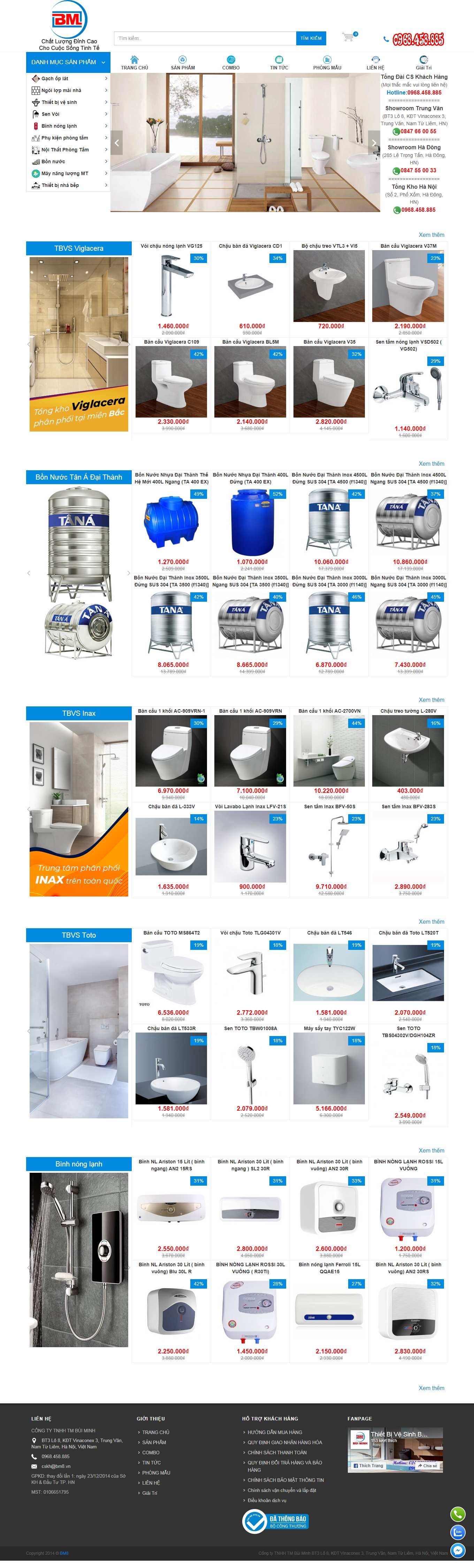 Thiết kế Web thiết bị vệ sinh bm8.vn