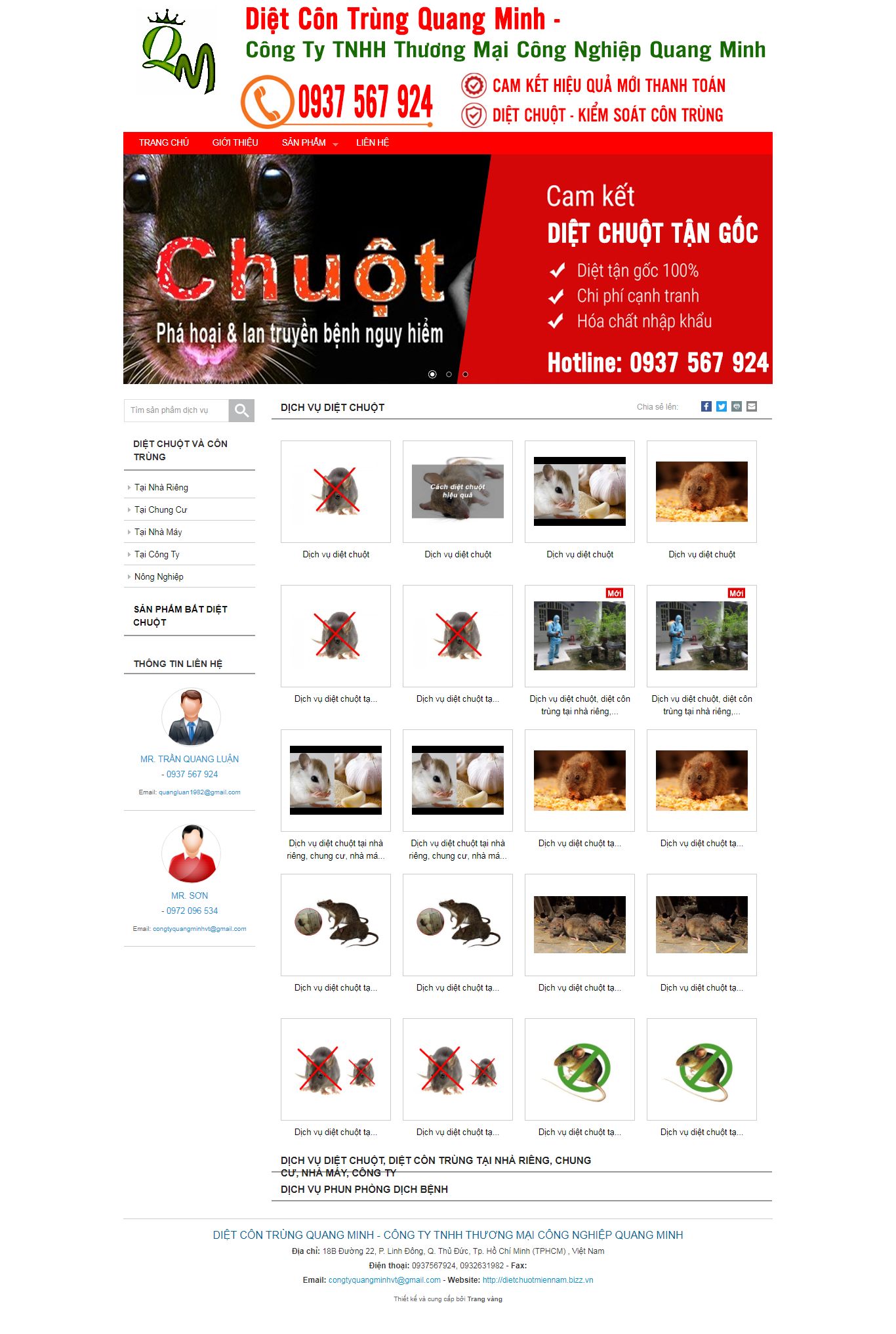 Thiết kế Web diệt mối dietchuotmiennam.bizz.vn