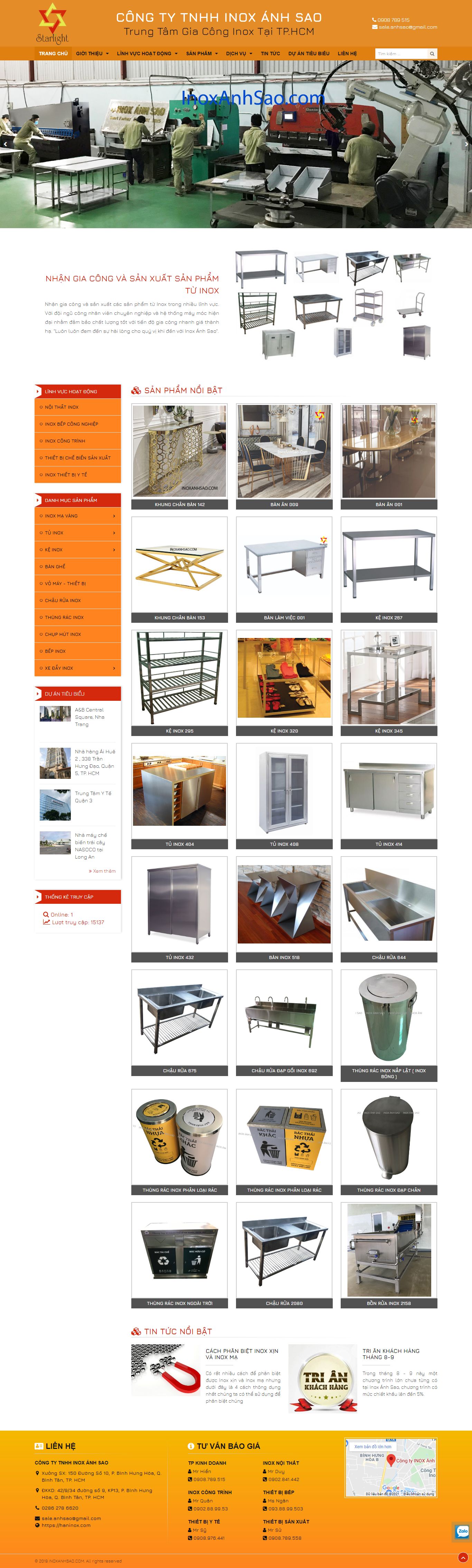 Thiết kế Web bán hàng online inoxanhsao.com