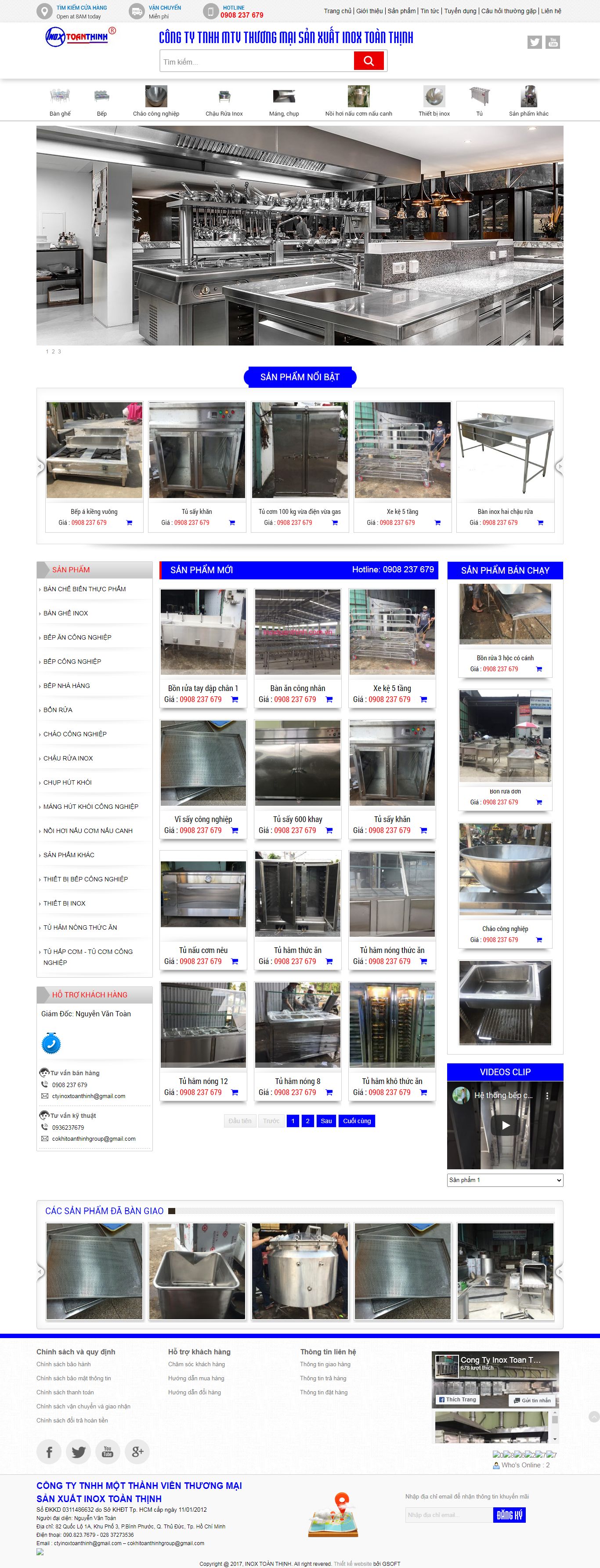 Thiết kế Web bán hàng online inoxtoanthinh.com.vn