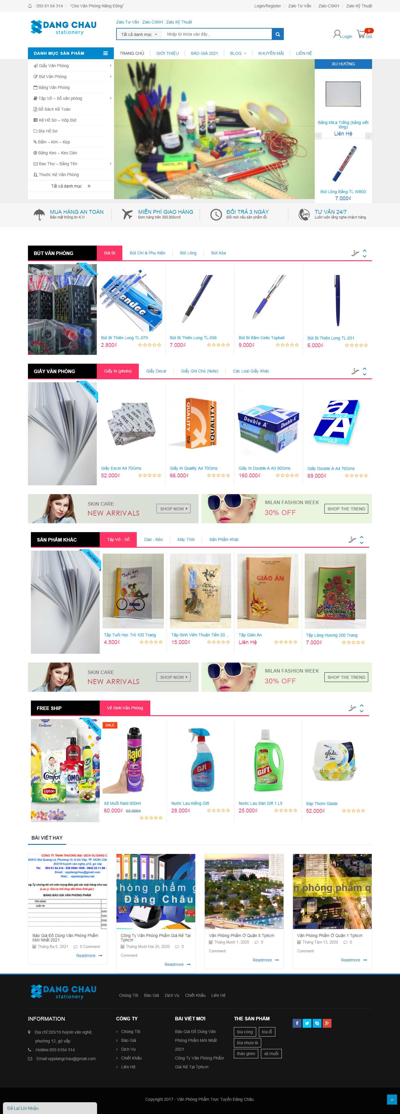 Thiết kế Web văn phòng phẩm đẹp vppdangchau.net