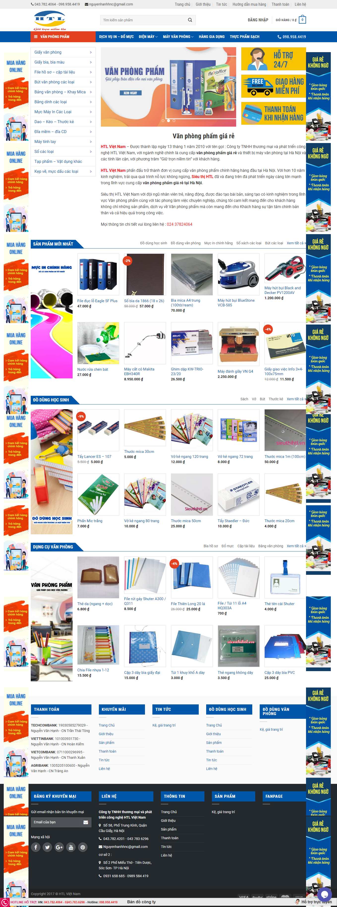 Thiết kế Web văn phòng phẩm đẹp sieuthihtl.vn