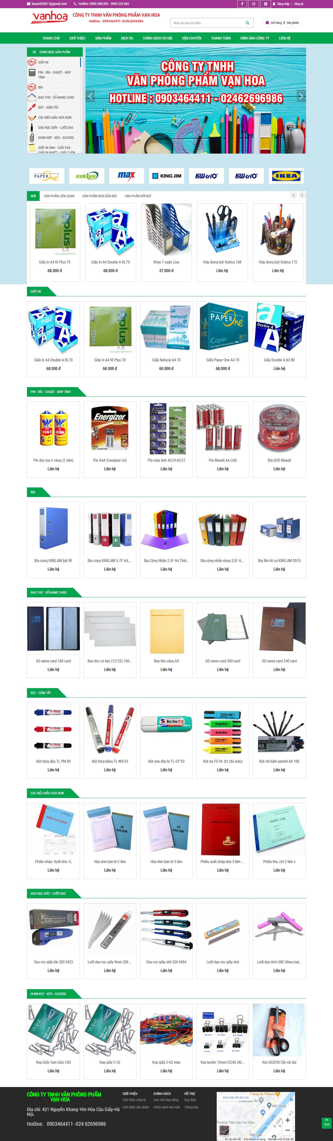 Thiết kế Web văn phòng phẩm đẹp vppvanhoa.vn