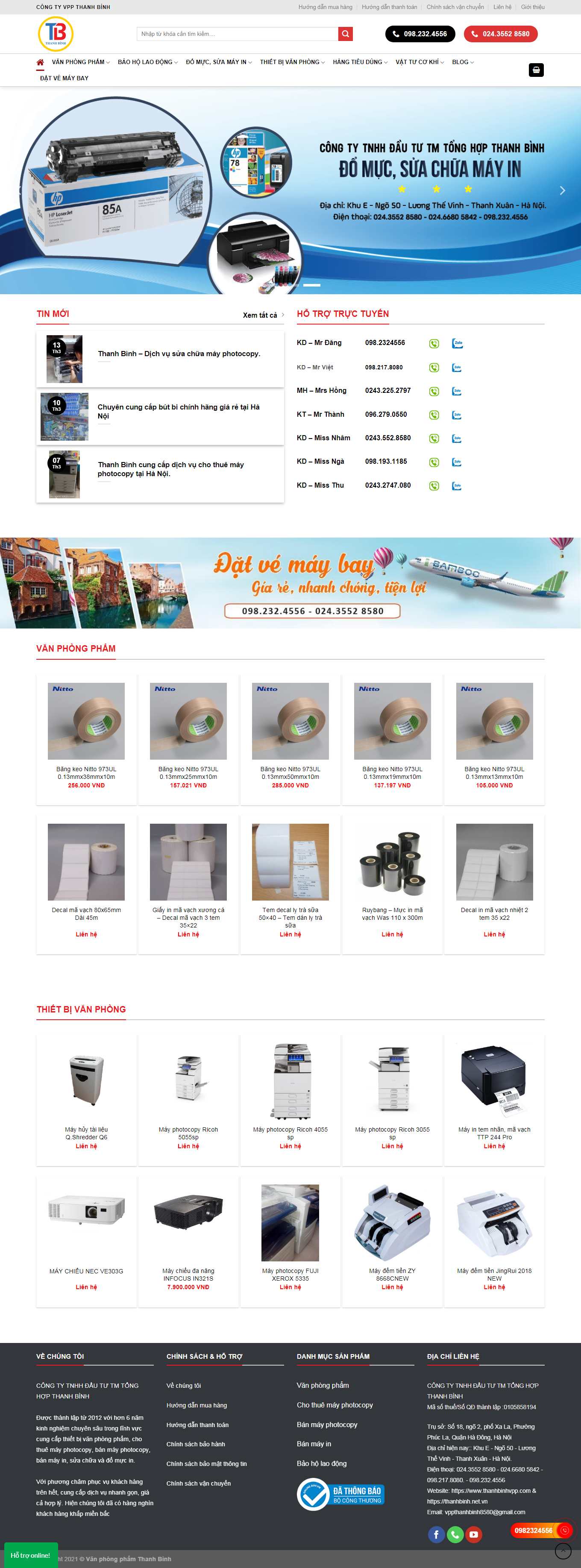 Thiết kế Web văn phòng phẩm đẹp thanhbinhvpp.com