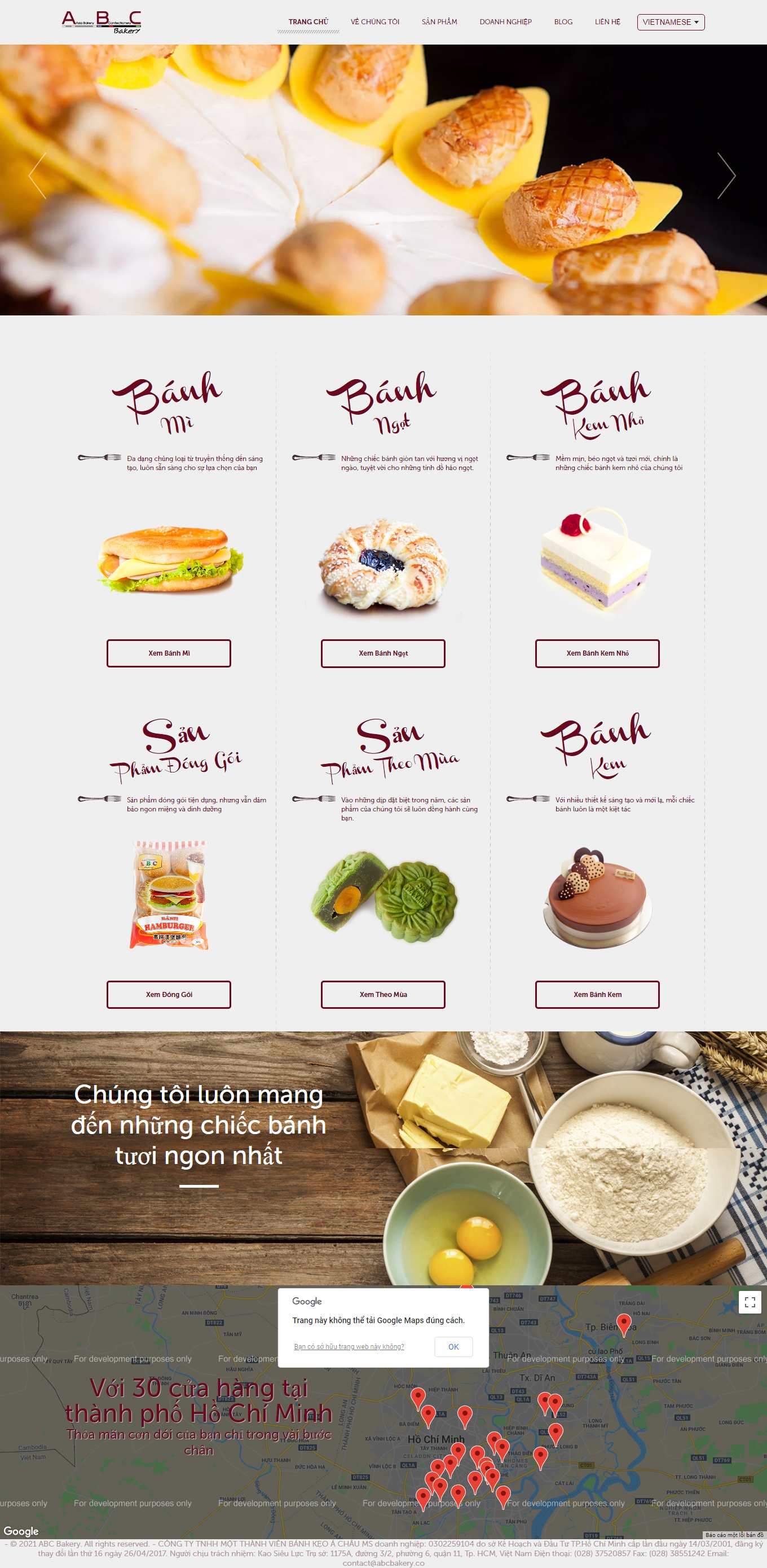 Thiết kế Web bánh kẹo abcbakery.co