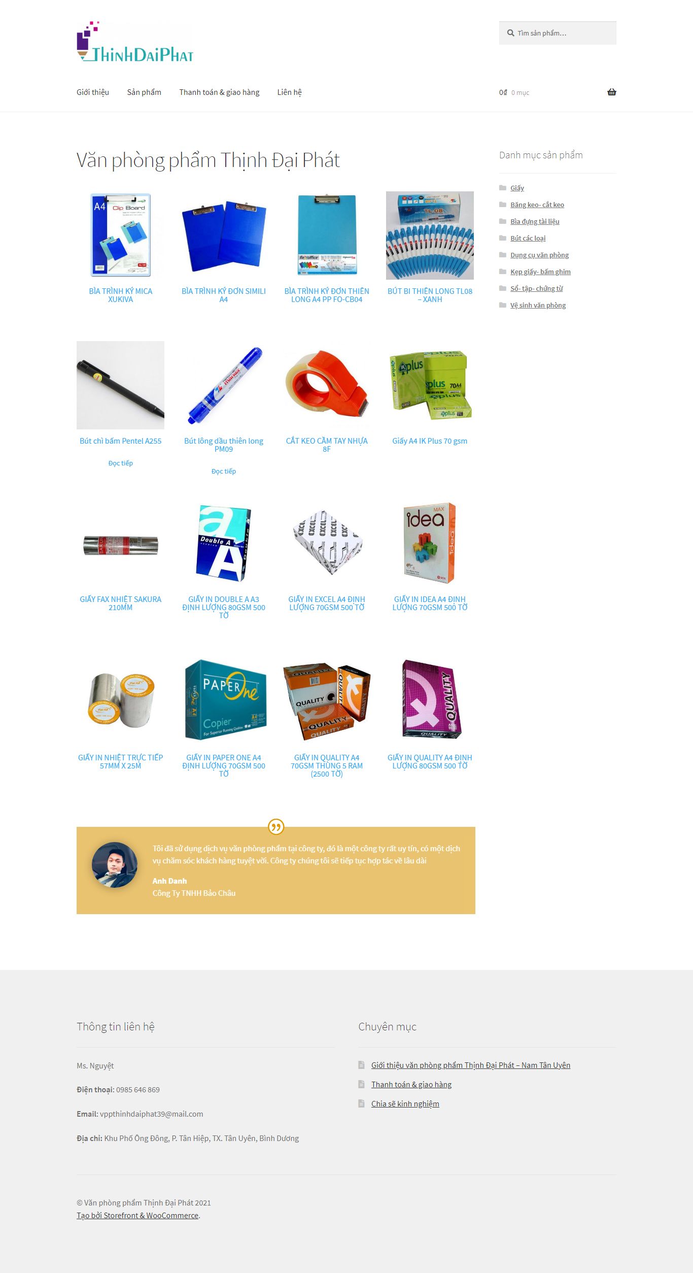 Thiết kế Web văn phòng phẩm thinhdaiphat.com