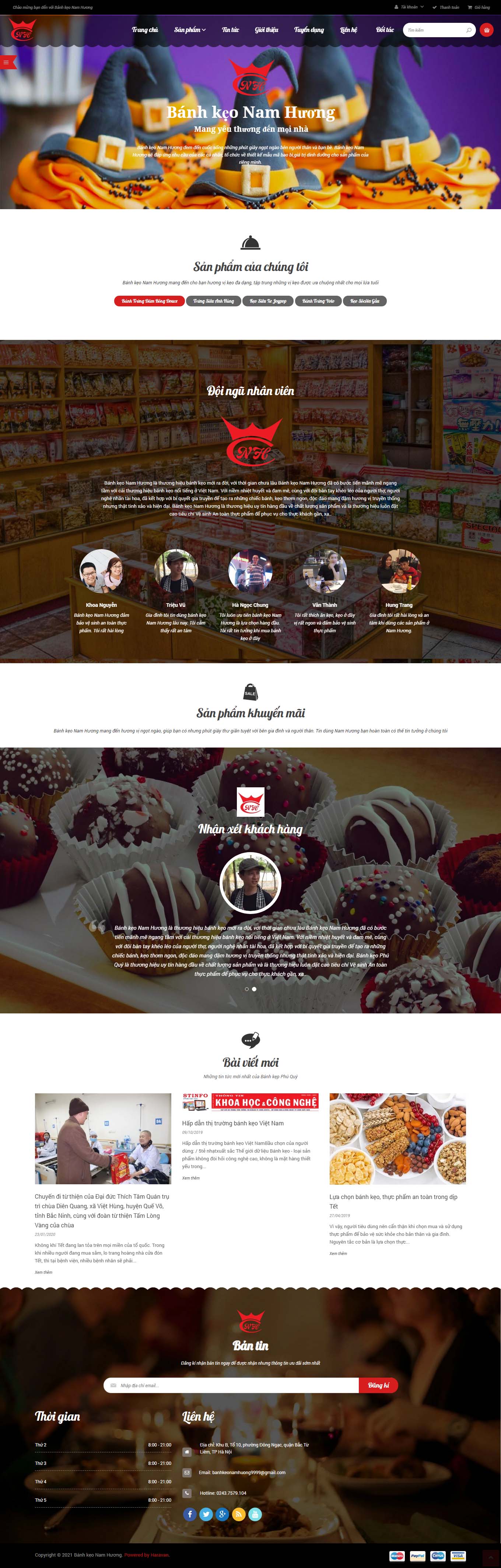 Thiết kế Web bánh kẹo namhuongco.com