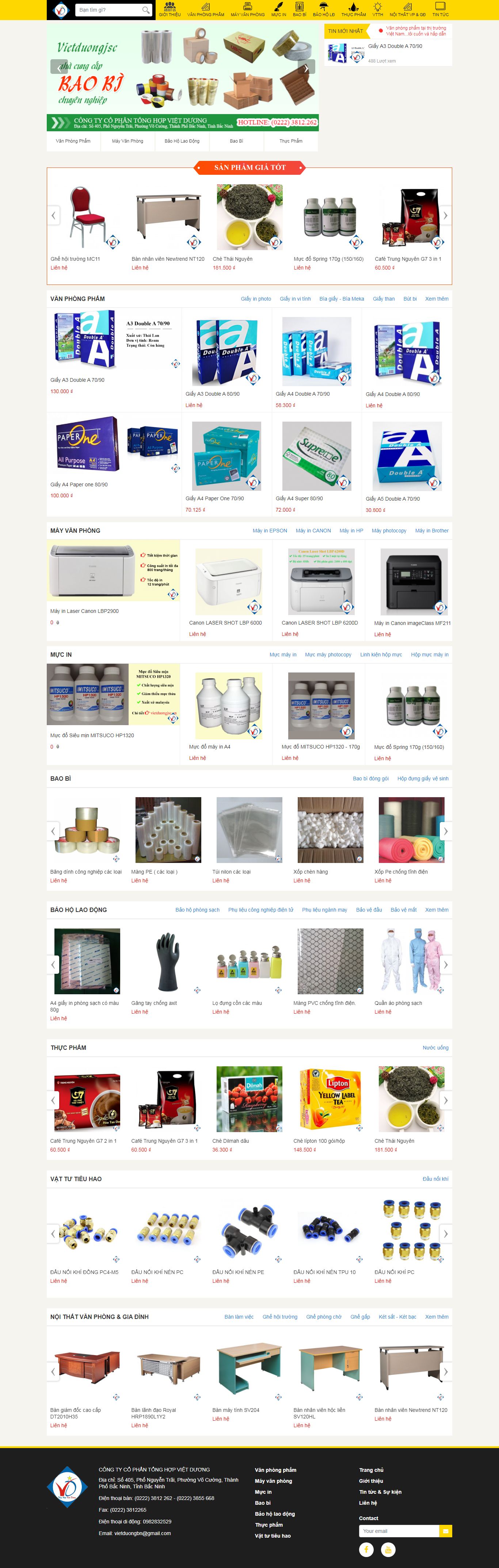 Thiết kế Web văn phòng phẩm vietduongjsc.vn