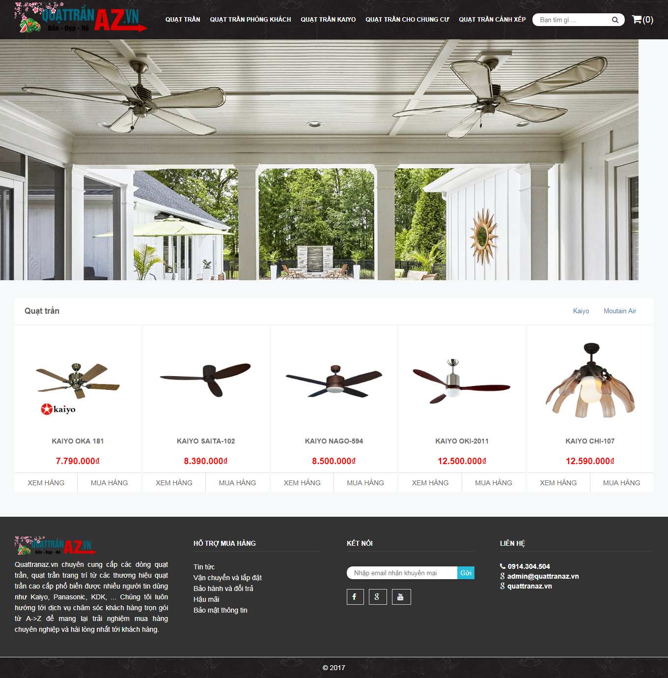 Thiết kế Web bán quạt quattranaz.vn