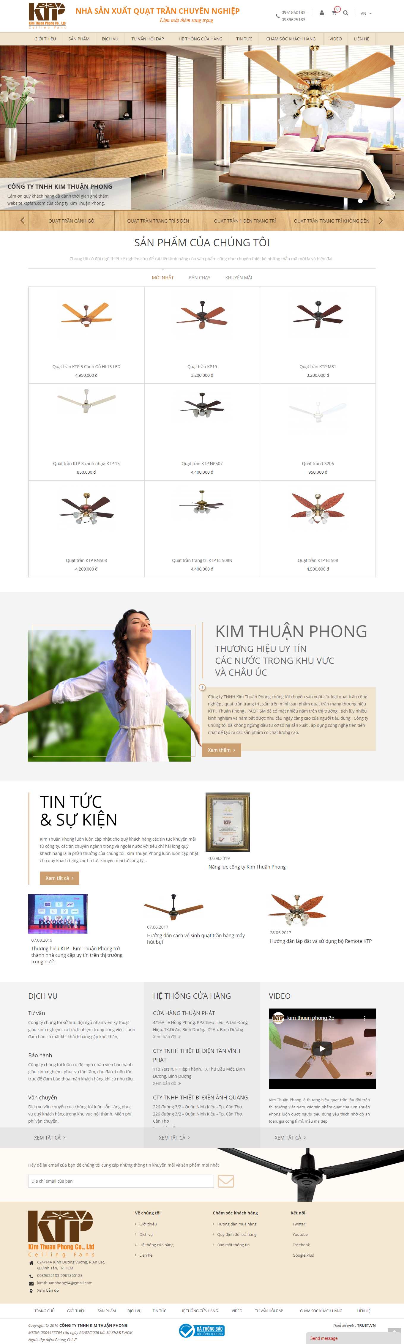 Thiết kế Web bán quạt quattran.com