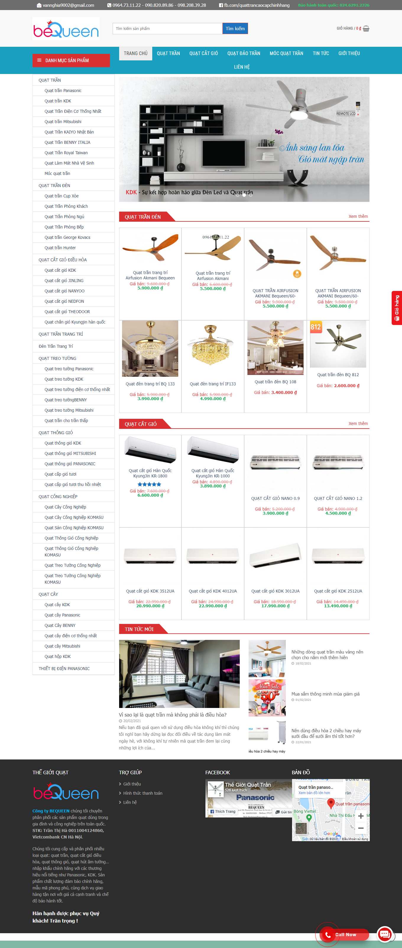 Thiết kế Web bán quạt thegioiquattran.com.vn
