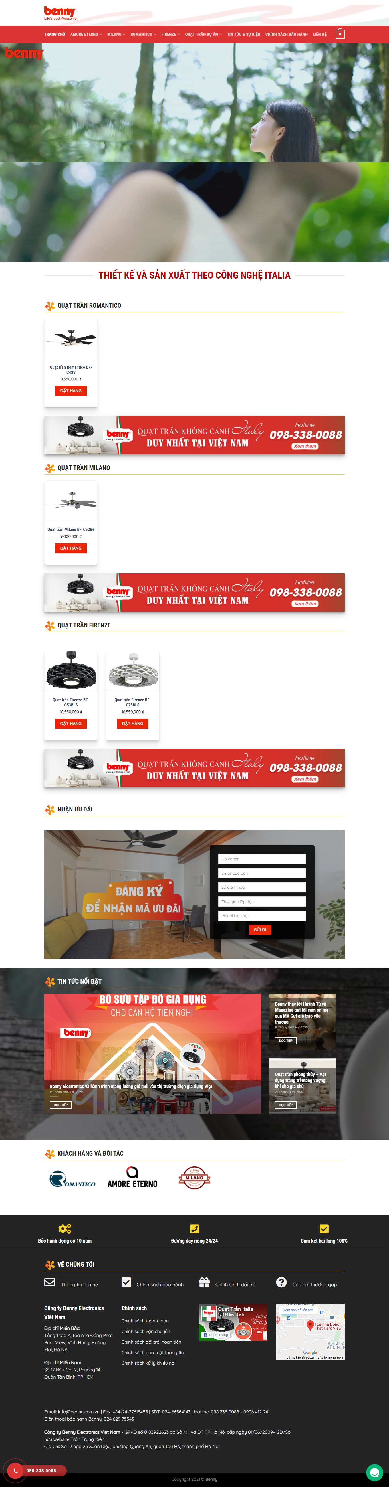 Thiết kế Web bán quạt quattranitalia.com