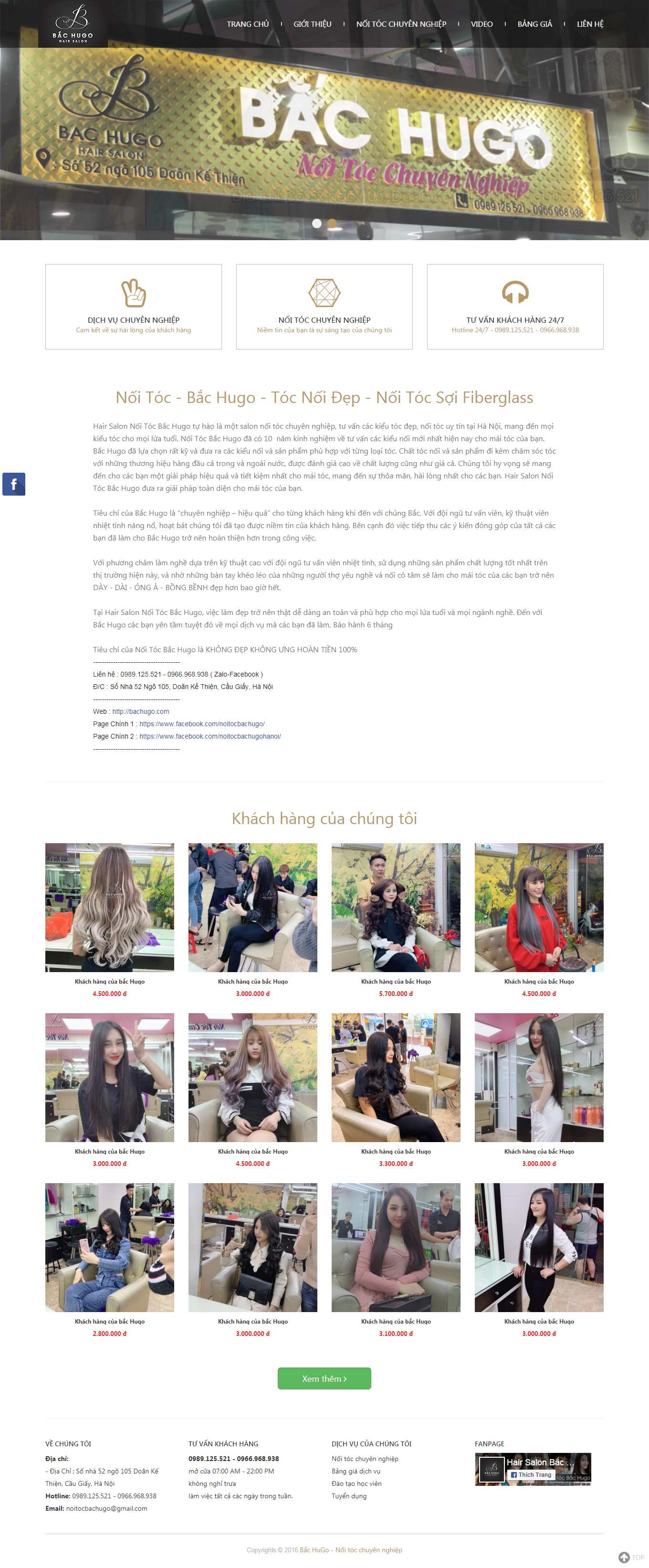 Thiết kế Web salon tóc bachugo.com