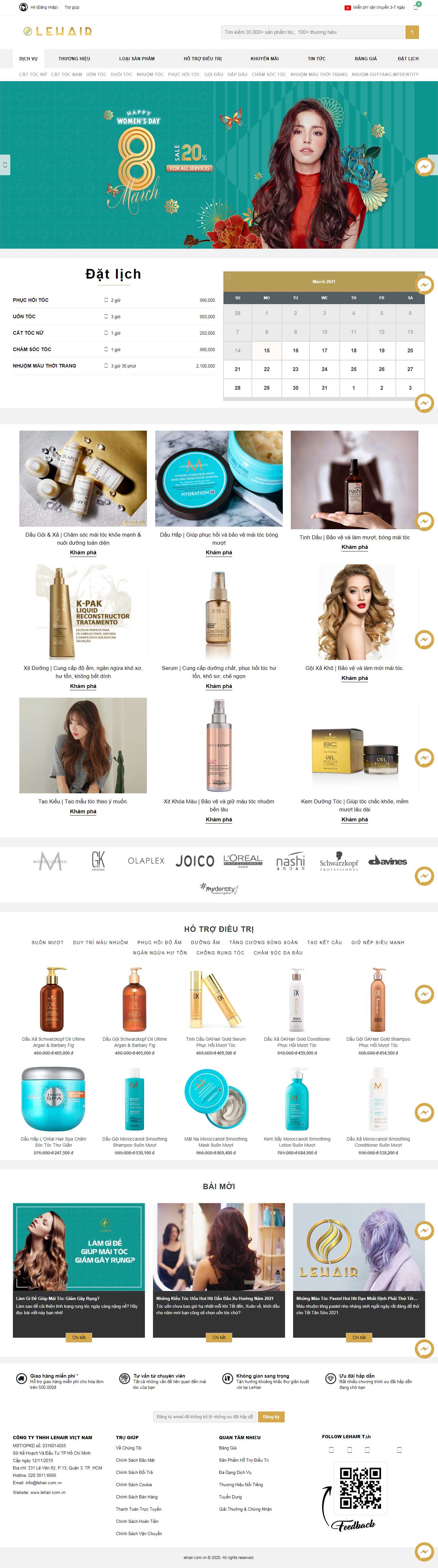 Thiết kế Web salon tóc lehair.com.vn