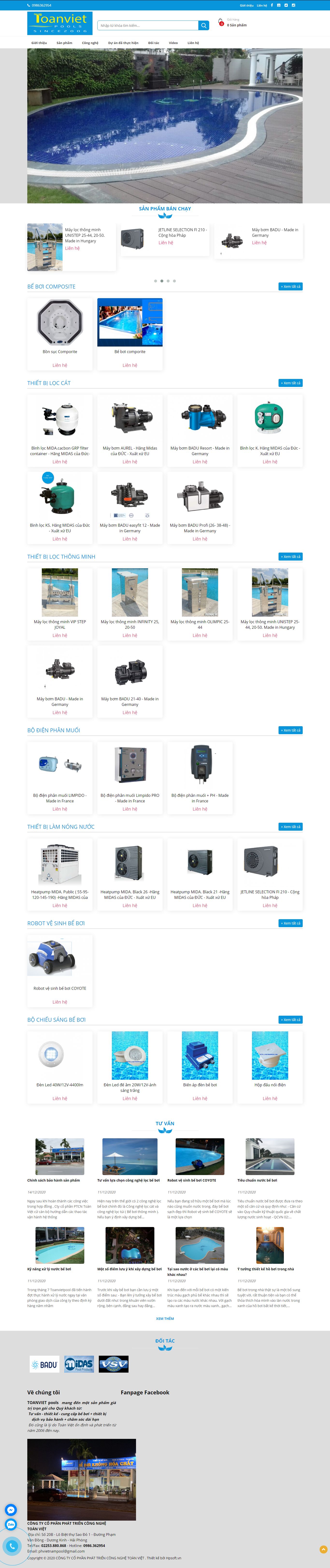 Thiết kế Web xây dựng toanvietpools.com