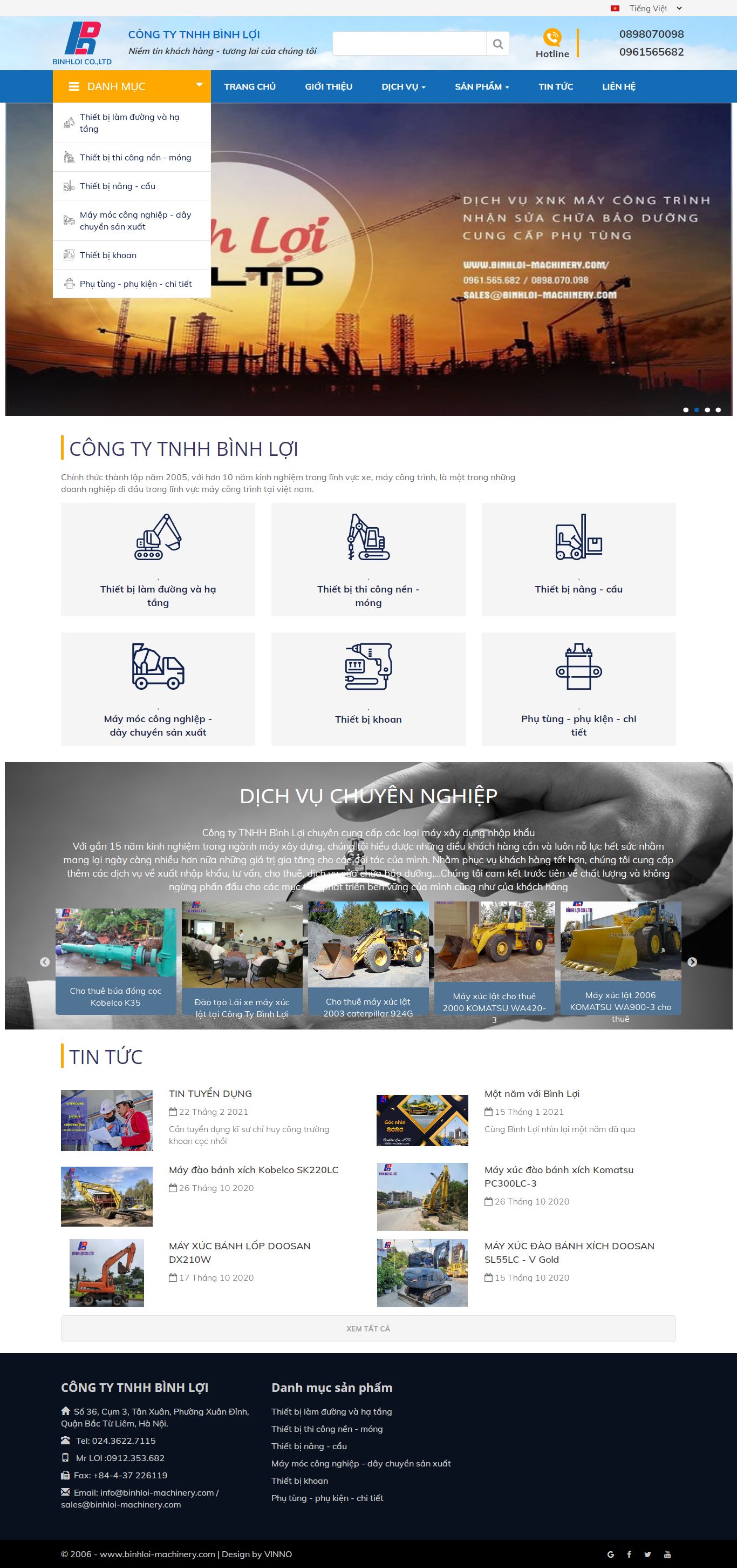 Thiết kế Web xây dựng binhloi-machinery.com