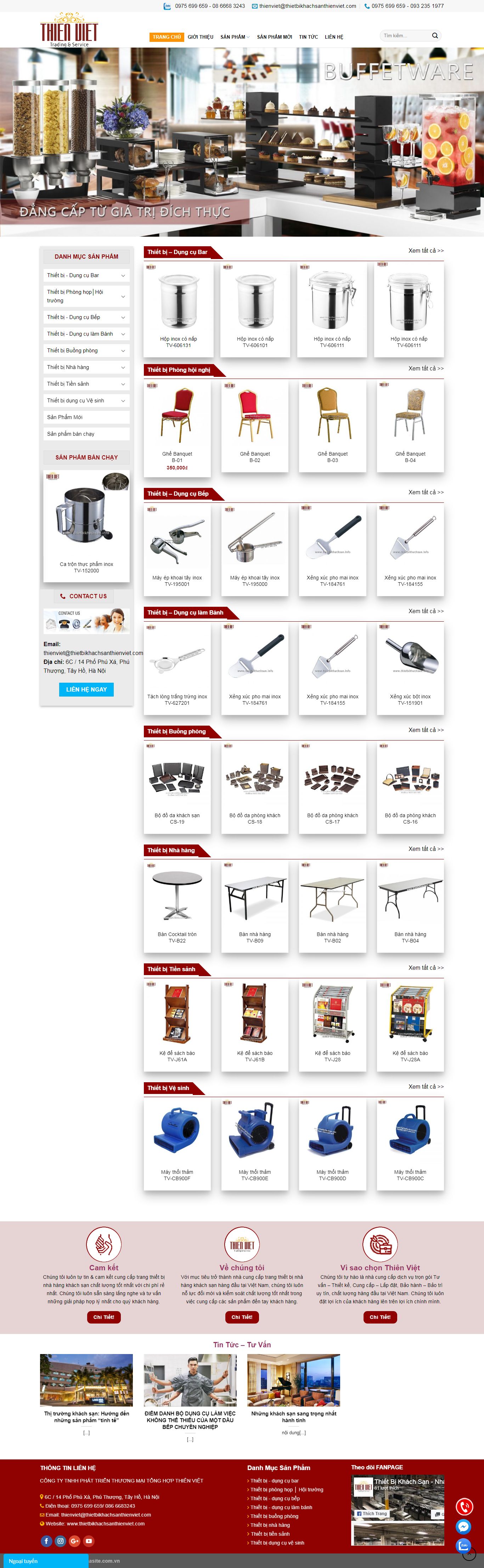 Thiết kế Web thủ công mỹ nghệ thietbikhachsanthienviet.com