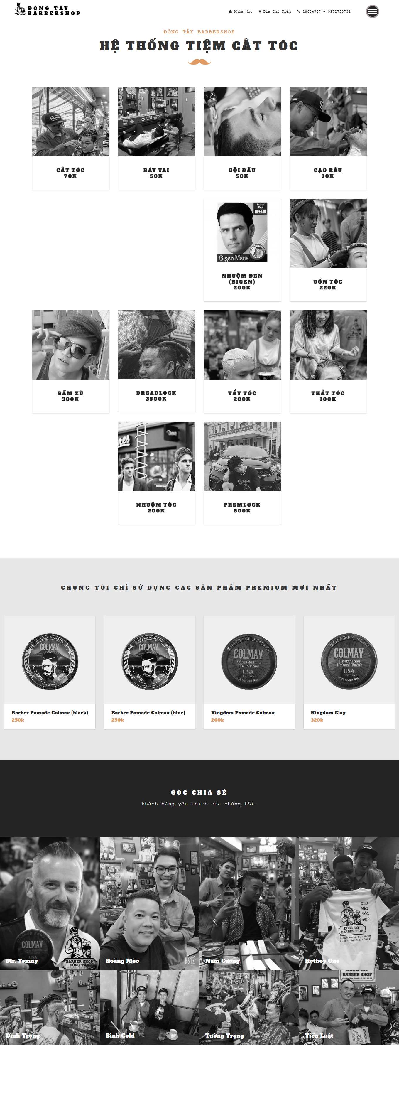 Thiết kế Web salon tóc dongtaybarbershop.vn