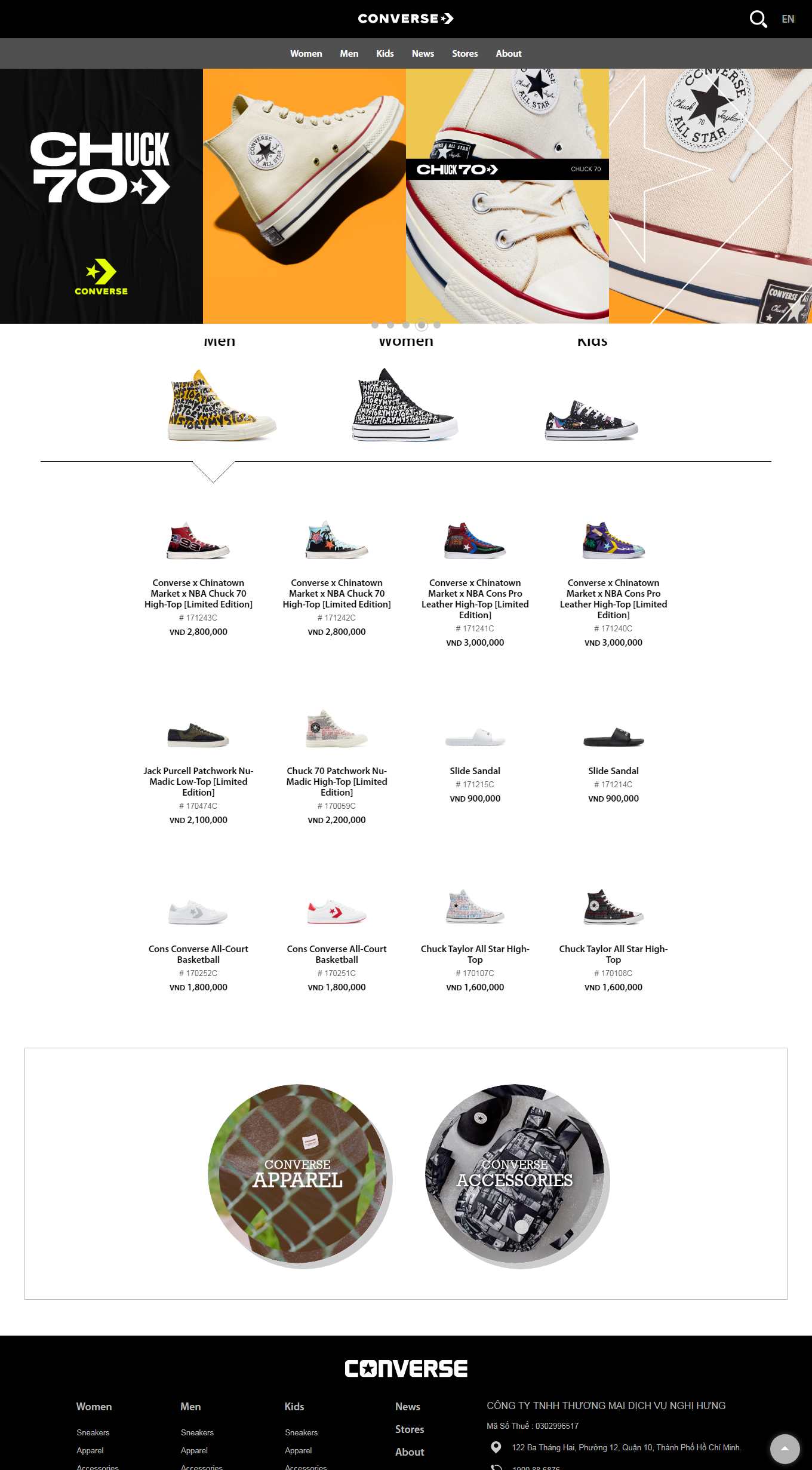 Thiết kế Web bán giày thể thao converse.com.vn