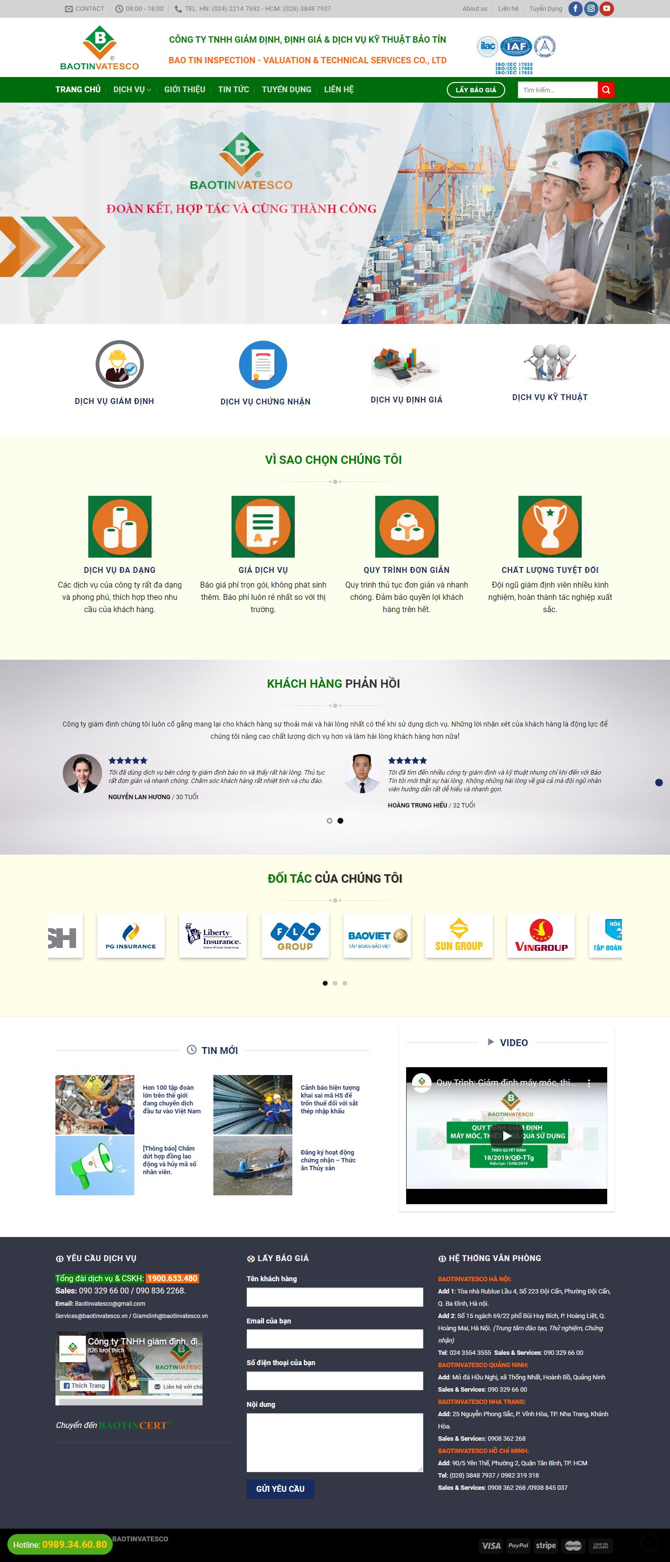 Thiết kế Web thủ công mỹ nghệ baotinvatesco.vn