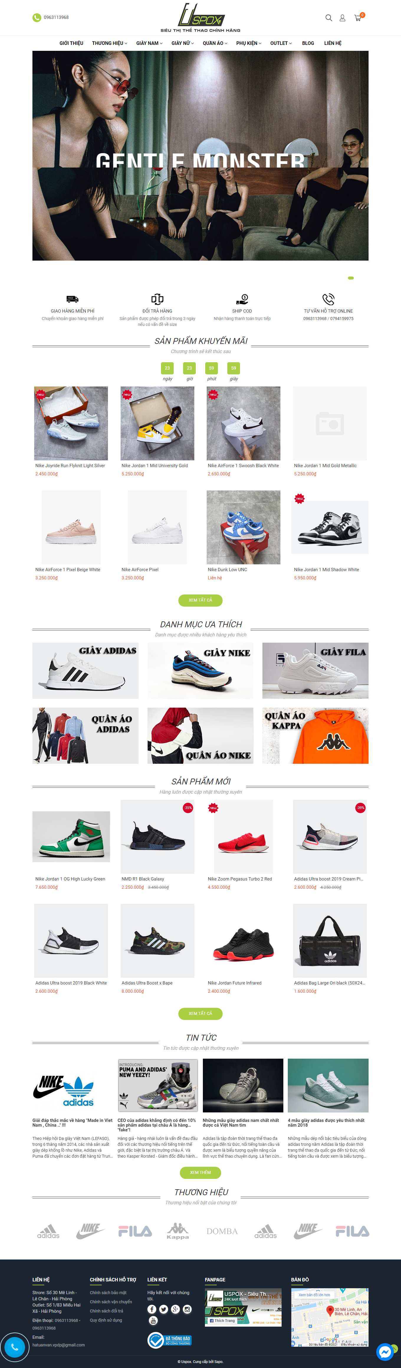Thiết kế Web bán giày thể thao uspox.vn