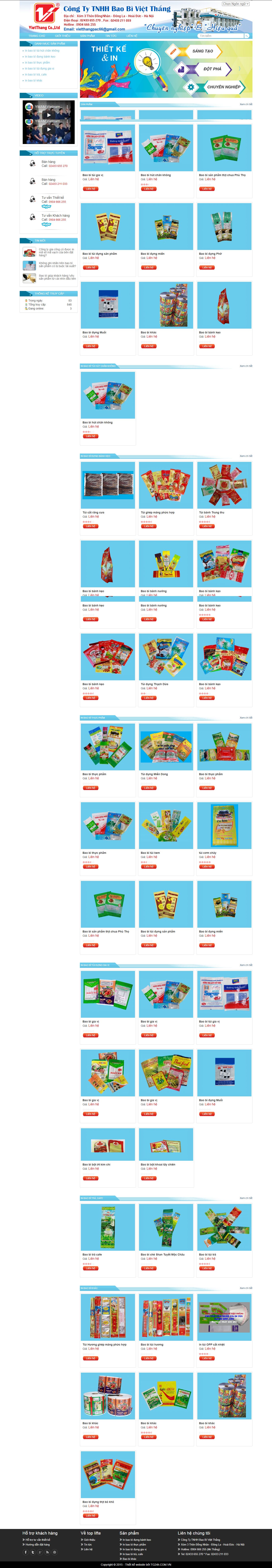 Thiết kế Web sản xuất bao bì baobivietthang.com.vn